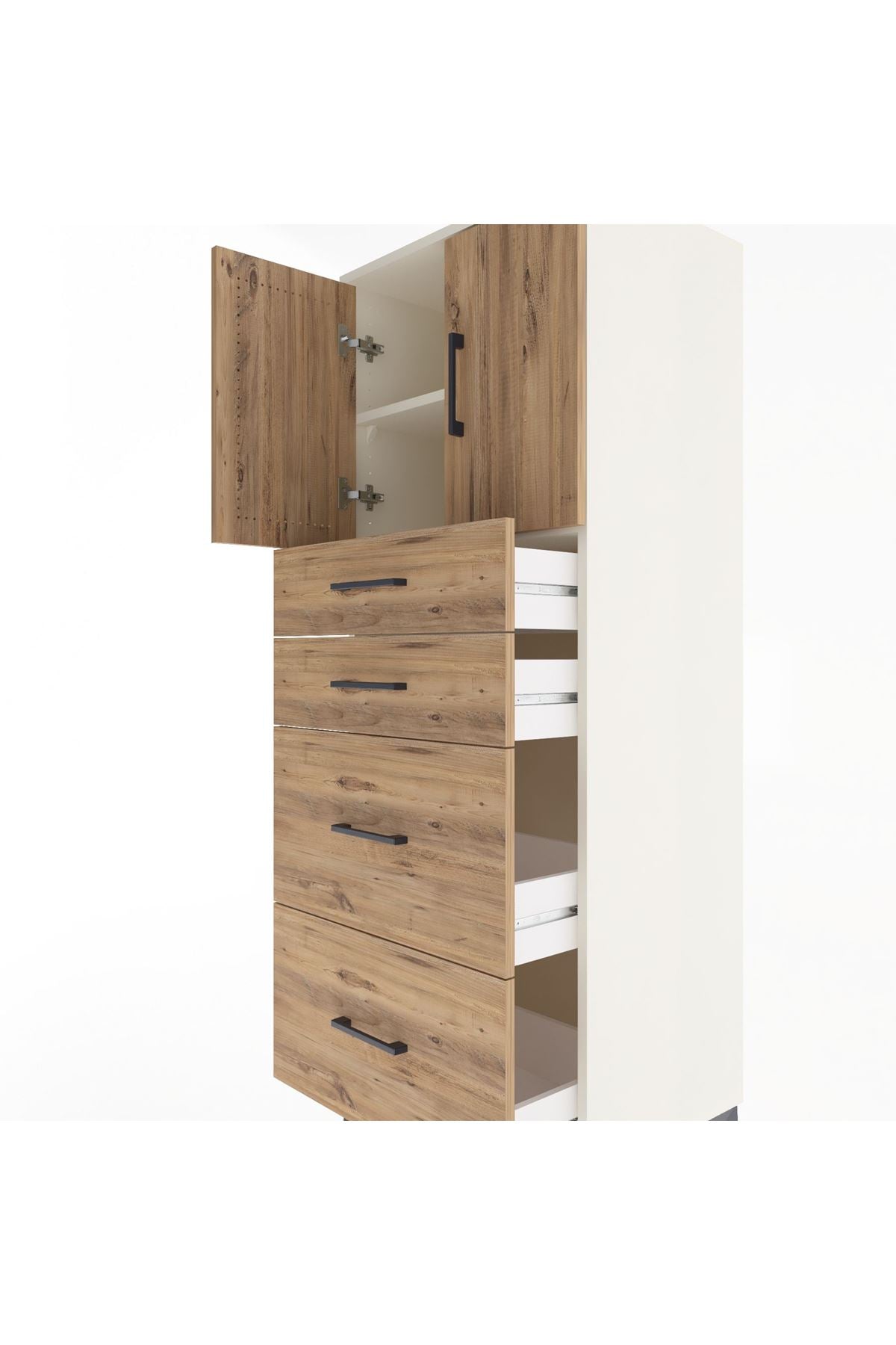 Hyperion Dolap 2 Raflı 4 Çekmeceli 2 Kapaklı 60x44x163 - S53M065V3B