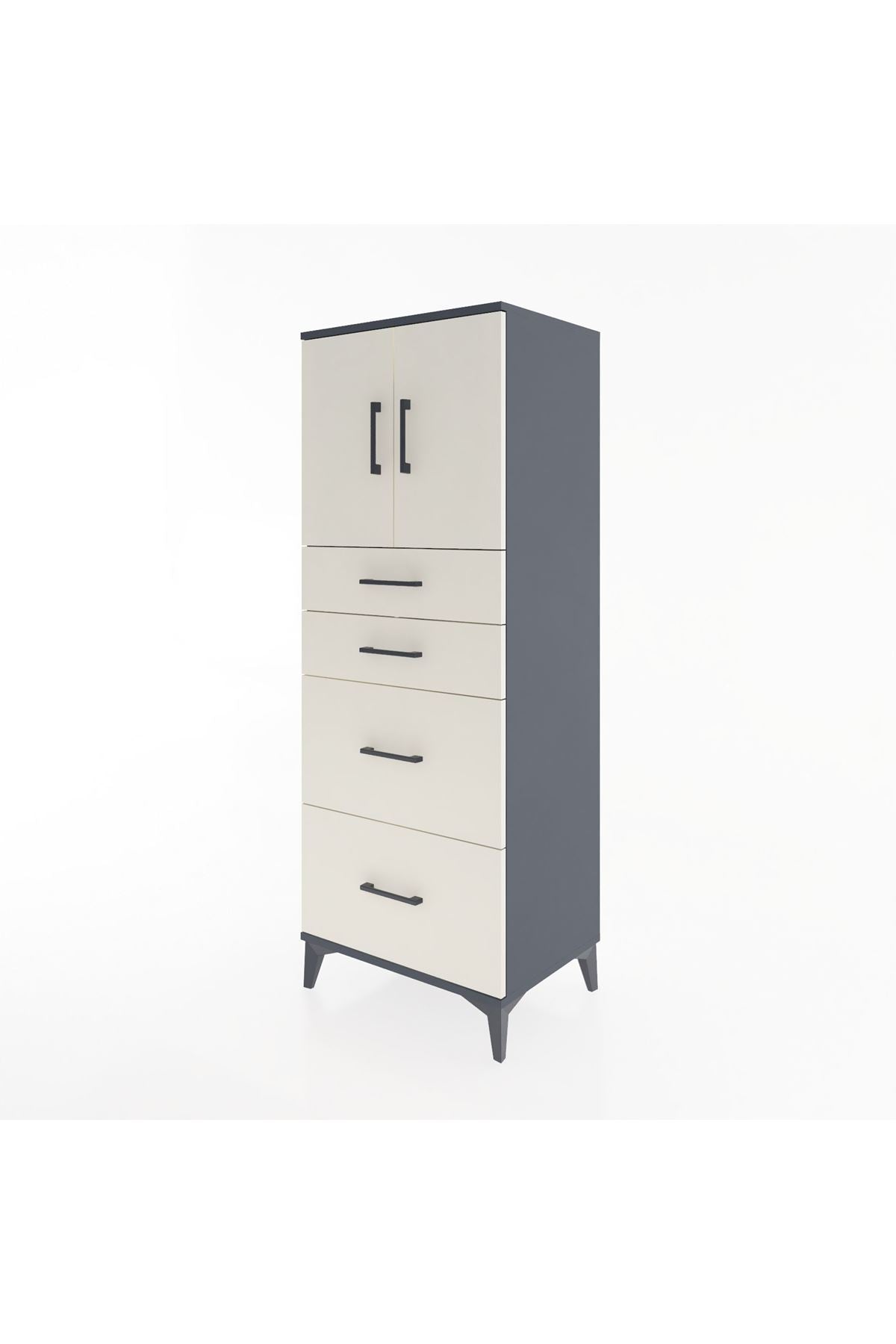 Hyperion Dolap 2 Raflı 4 Çekmeceli 2 Kapaklı 60x44x163 - S53M065V4B