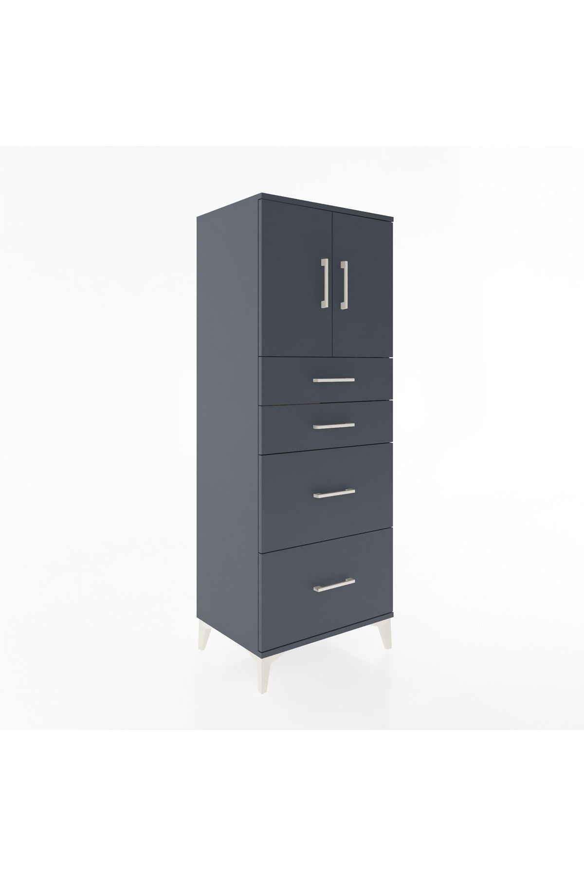 Hyperion Dolap 2 Raflı 4 Çekmeceli 2 Kapaklı 60x44x163 - S53M065V5B