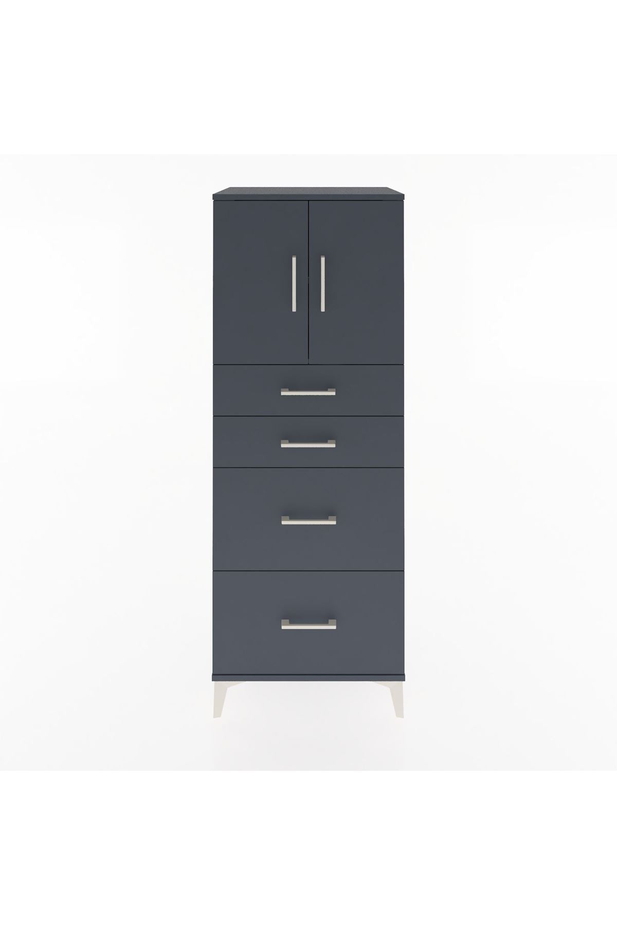Hyperion Dolap 2 Raflı 4 Çekmeceli 2 Kapaklı 60x44x163 - S53M065V5B