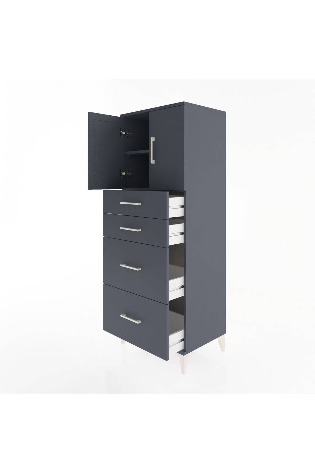 Hyperion Dolap 2 Raflı 4 Çekmeceli 2 Kapaklı 60x44x163 - S53M065V5B