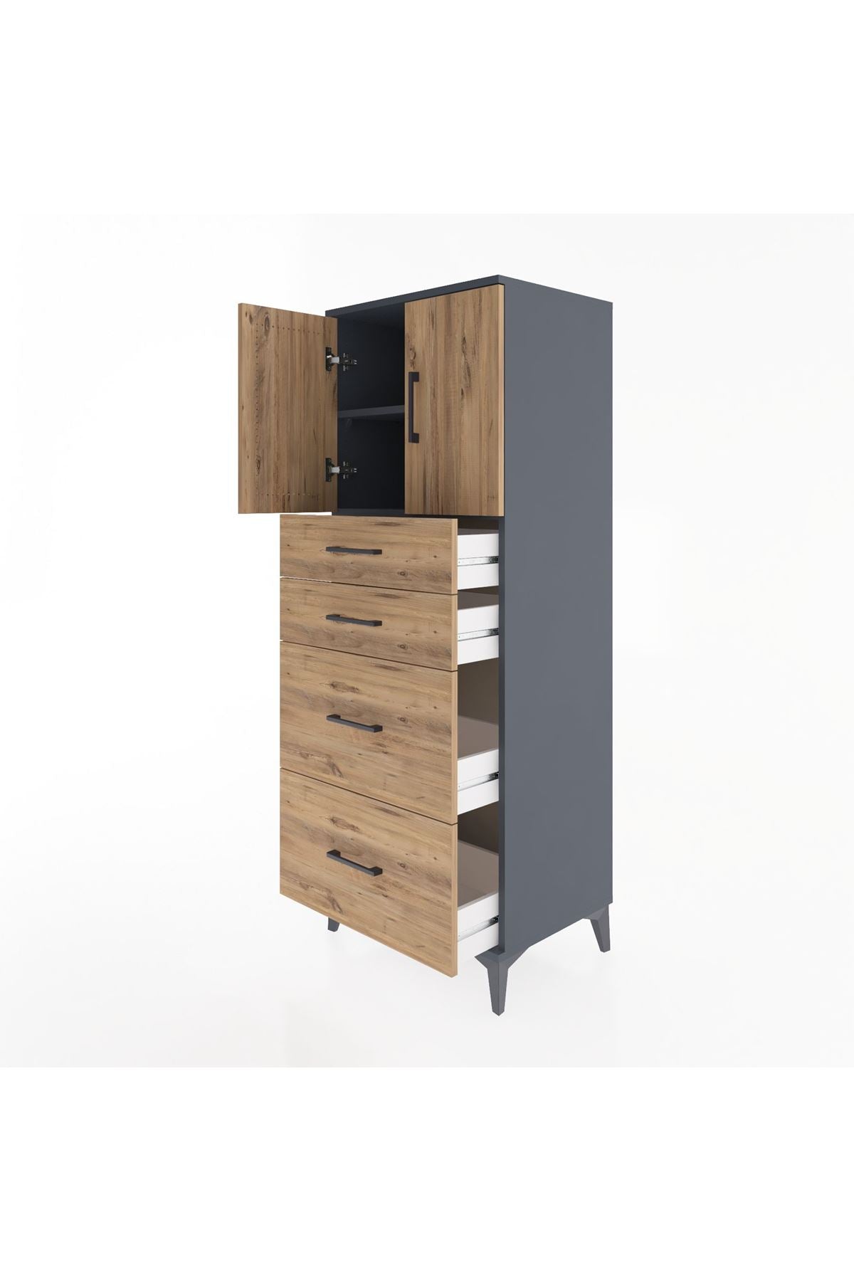 Hyperion Dolap 2 Raflı 4 Çekmeceli 2 Kapaklı 60x44x163 - S53M065V6B