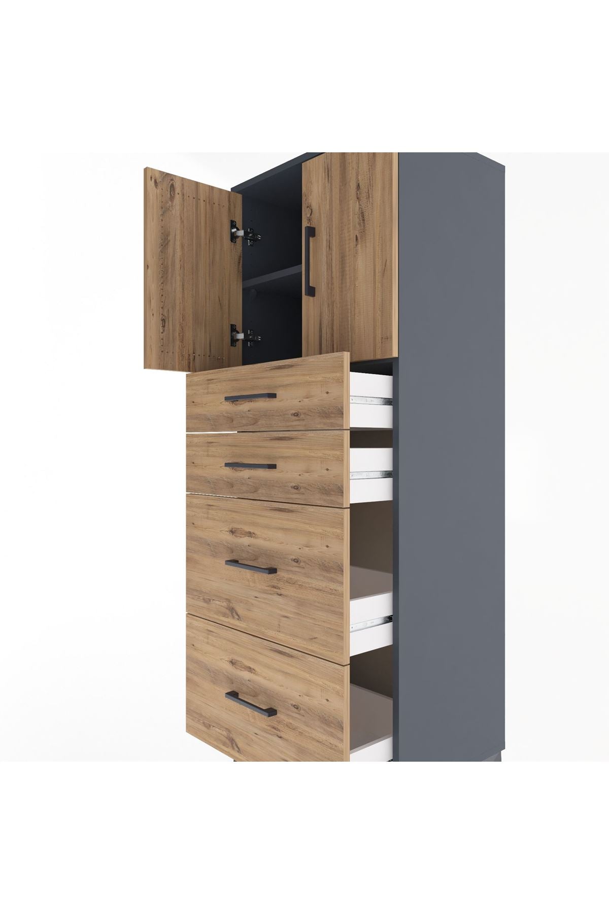 Hyperion Dolap 2 Raflı 4 Çekmeceli 2 Kapaklı 60x44x163 - S53M065V6B