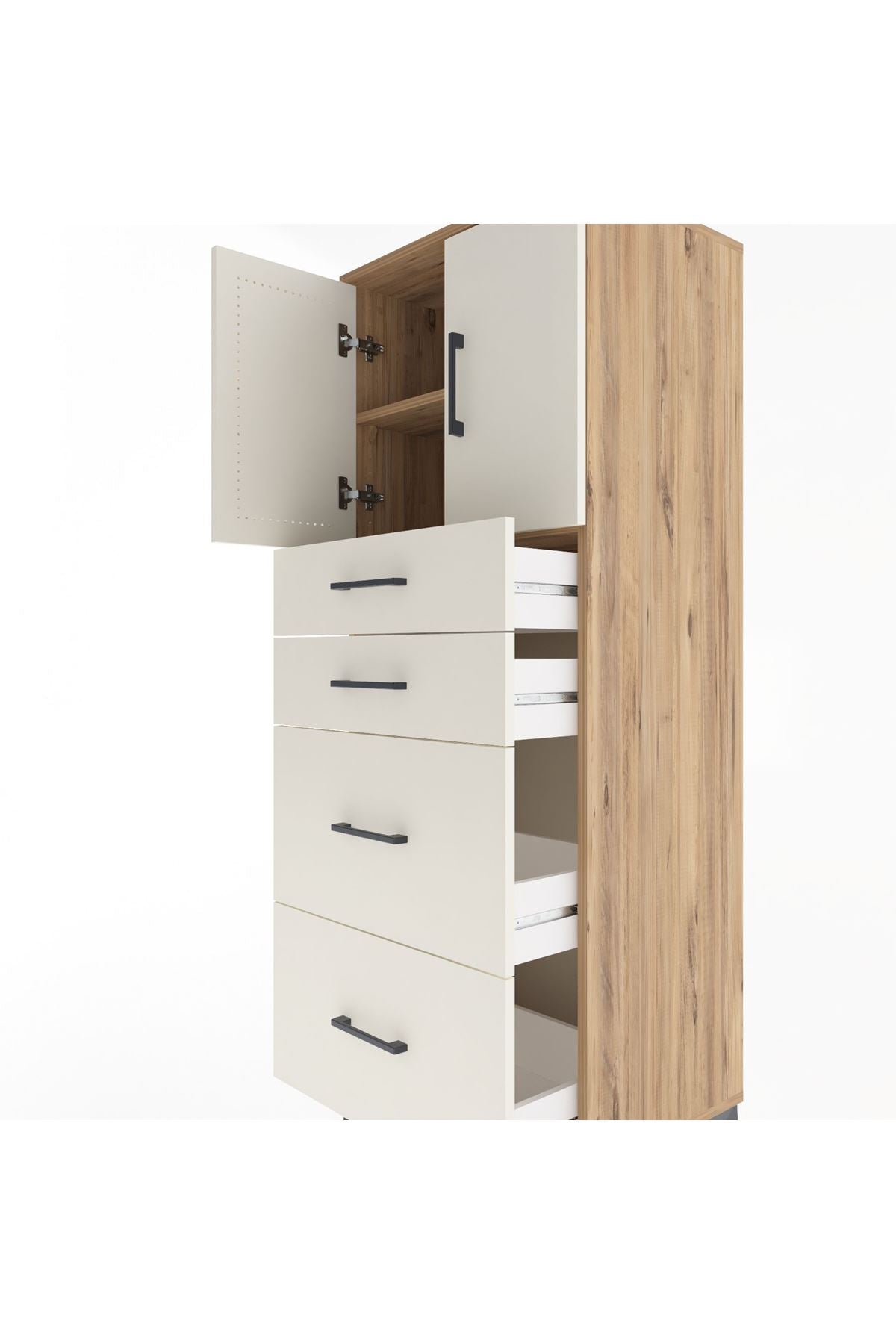 Hyperion Dolap 2 Raflı 4 Çekmeceli 2 Kapaklı 60x44x163 - S53M065V7B