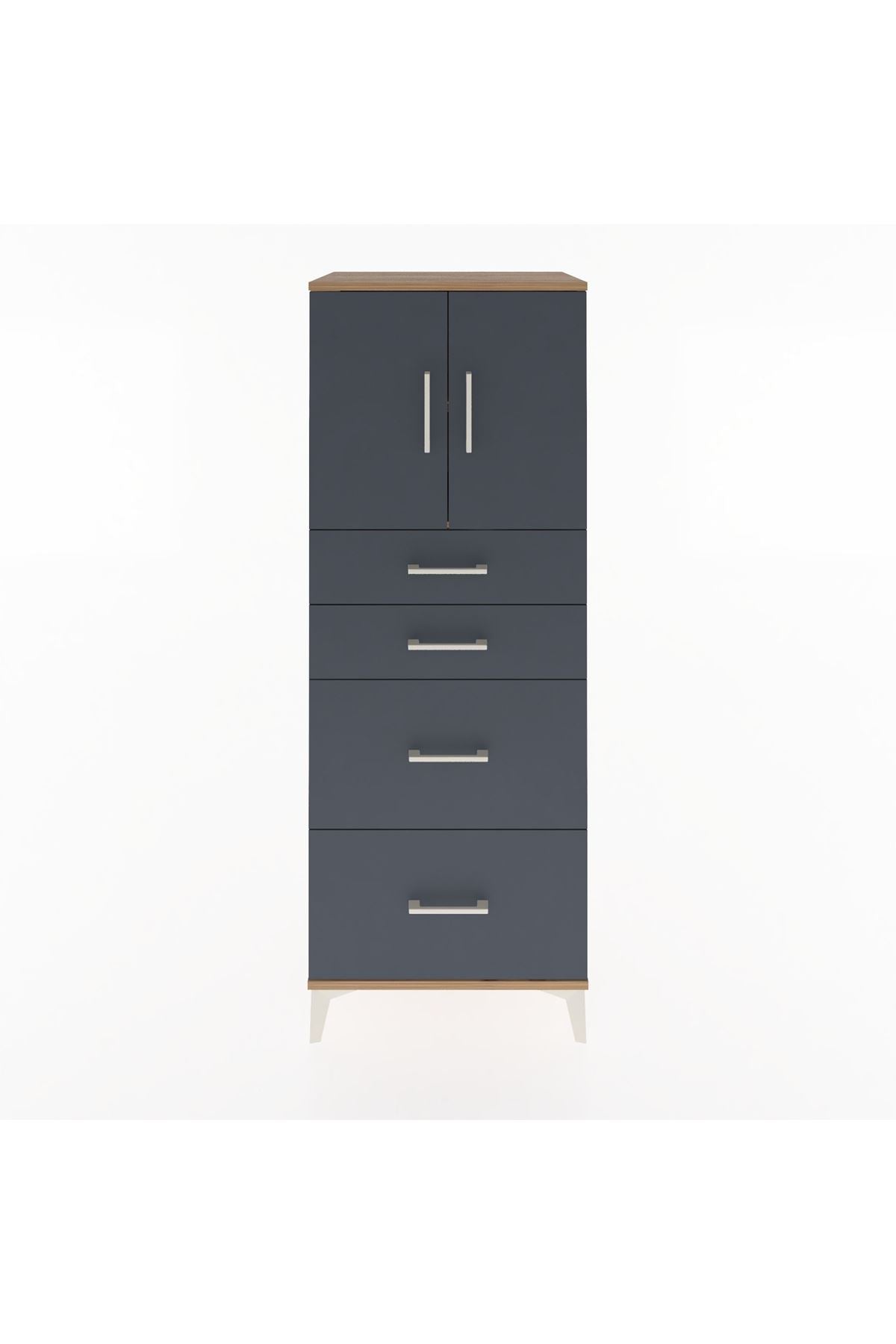 Hyperion Dolap 2 Raflı 4 Çekmeceli 2 Kapaklı 60x44x163 - S53M065V8B