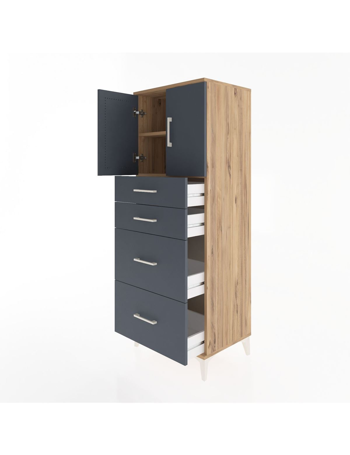 Hyperion Dolap 2 Raflı 4 Çekmeceli 2 Kapaklı 60x44x163 - S53M065V8B