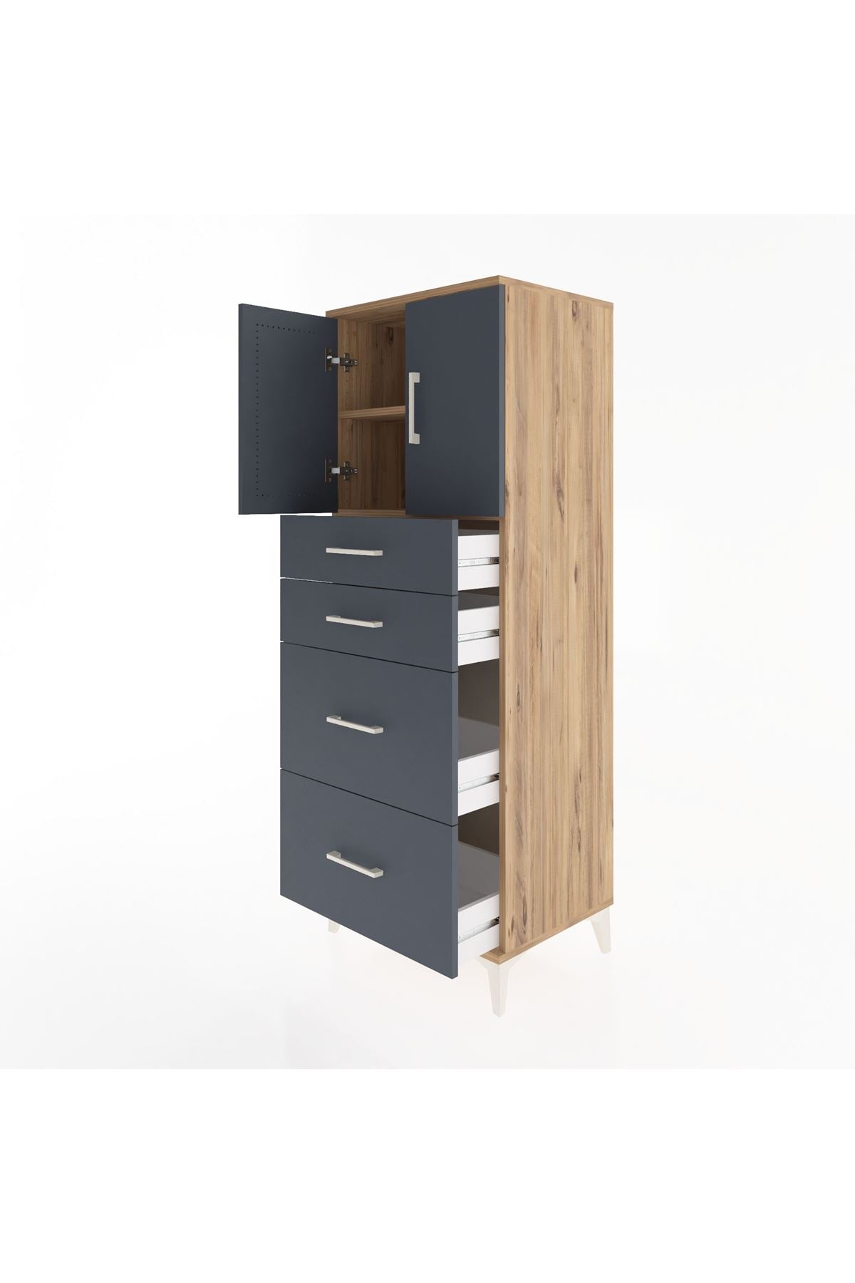 Hyperion Dolap 2 Raflı 4 Çekmeceli 2 Kapaklı 60x44x163 - S53M065V8B