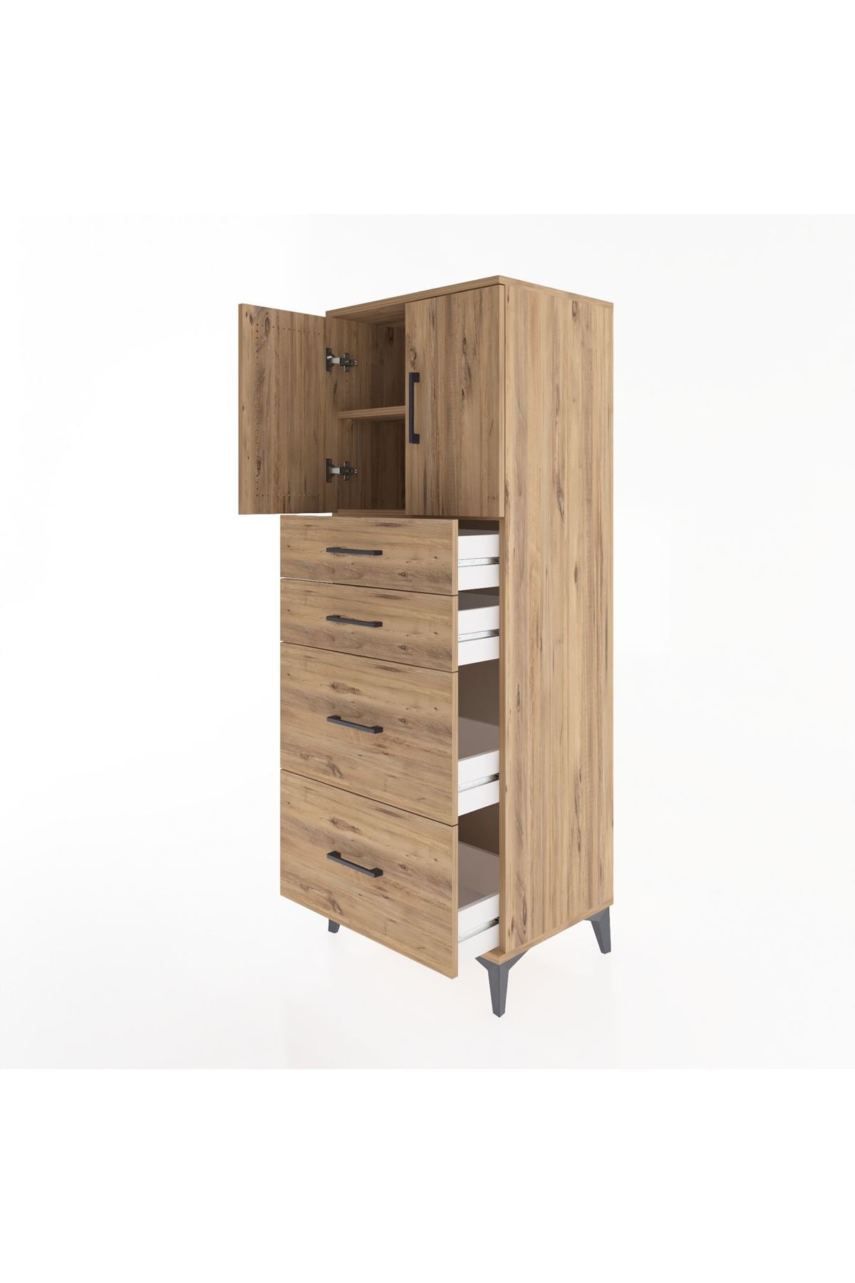 Hyperion Dolap 2 Raflı 4 Çekmeceli 2 Kapaklı 60x44x163 - S53M065V9B