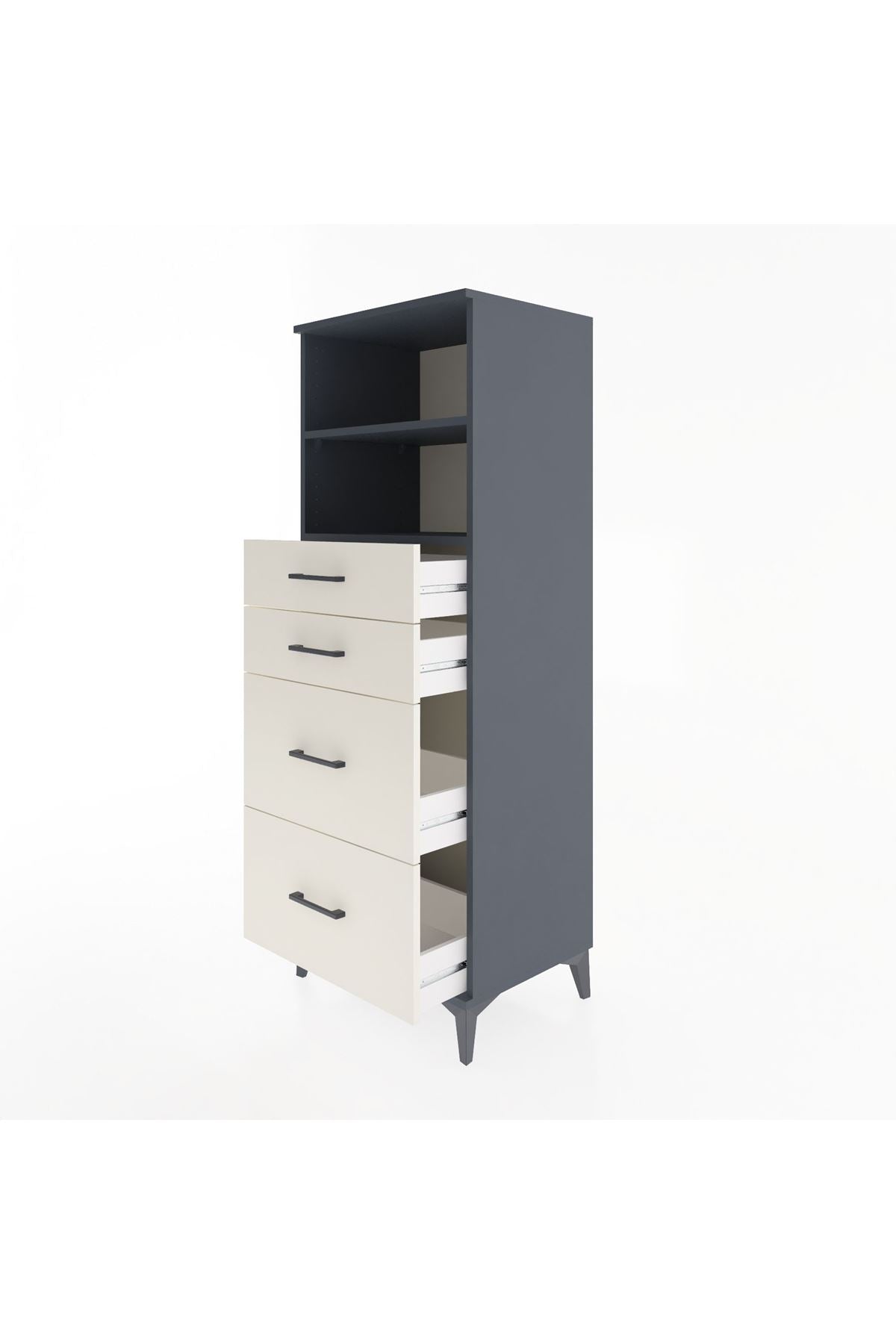 Hyperion Dolap 2 Raflı 4 Çekmeceli 60x44x163 - S53M066V4B