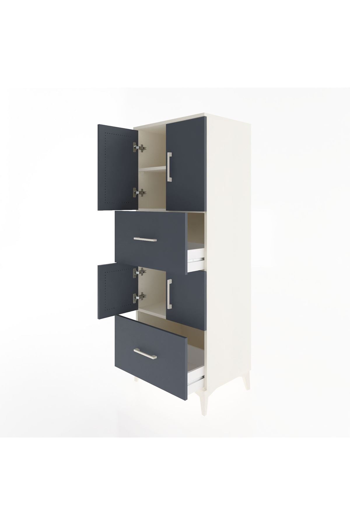 Hyperion Dolap 3 Raflı 2 Çekmeceli 4 Kapaklı 60x44x163 - S53M067V2B