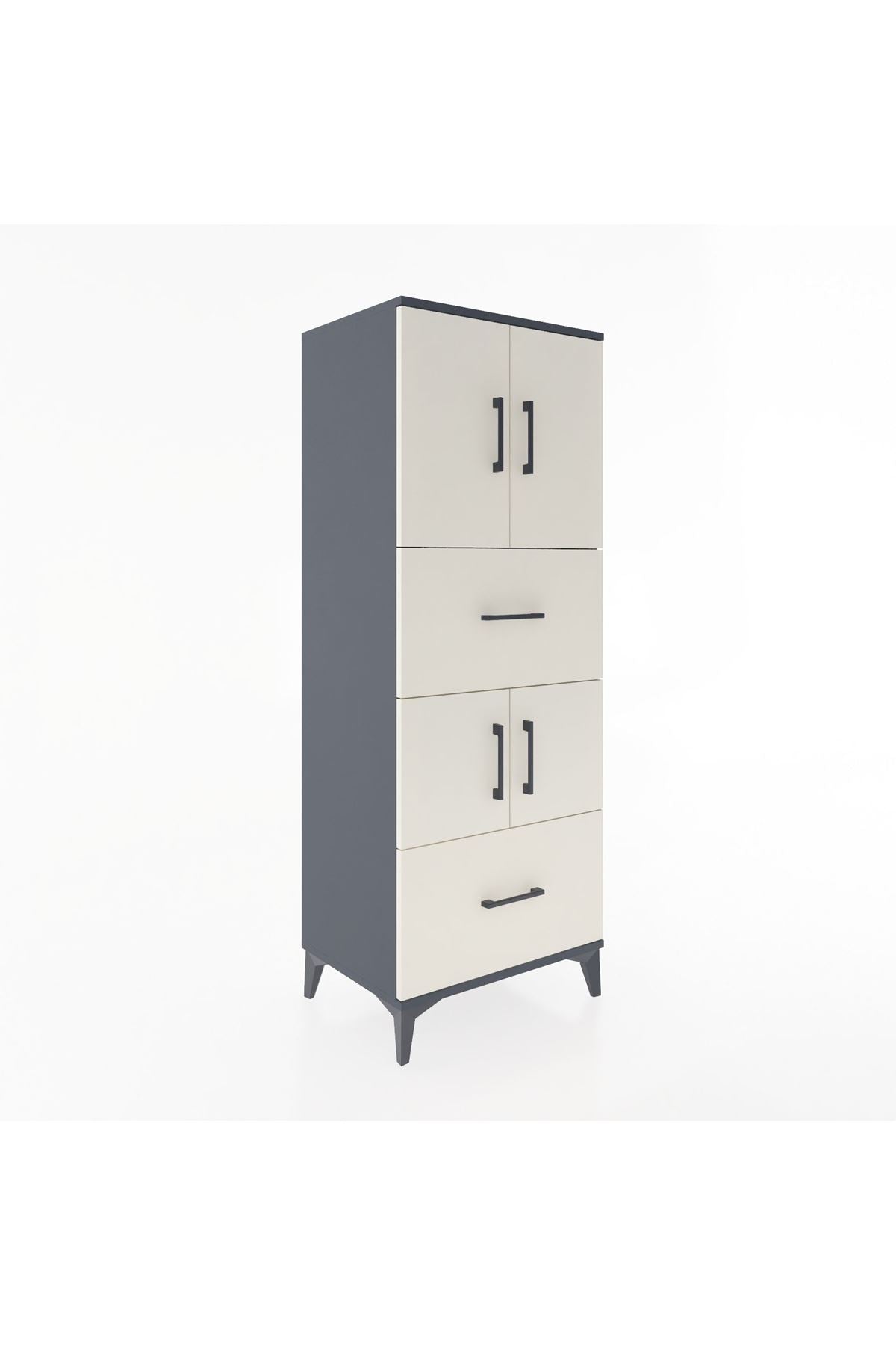 Hyperion Dolap 3 Raflı 2 Çekmeceli 4 Kapaklı 60x44x163 - S53M067V4B