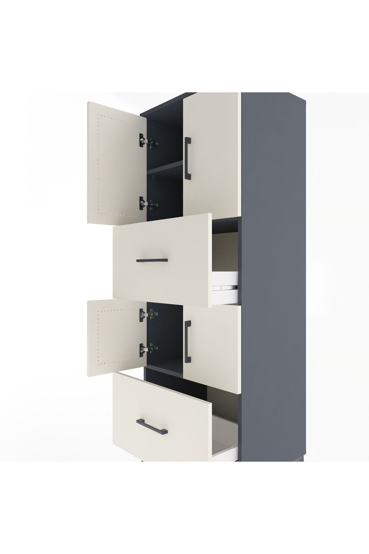 Hyperion Dolap 3 Raflı 2 Çekmeceli 4 Kapaklı 60x44x163 - S53M067V4B