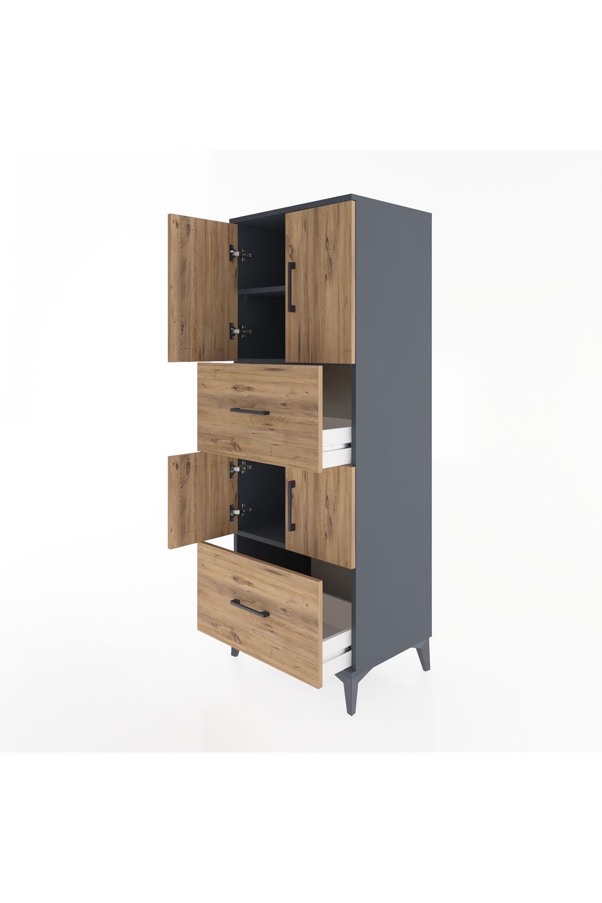 Hyperion Dolap 3 Raflı 2 Çekmeceli 4 Kapaklı 60x44x163 - S53M067V6B