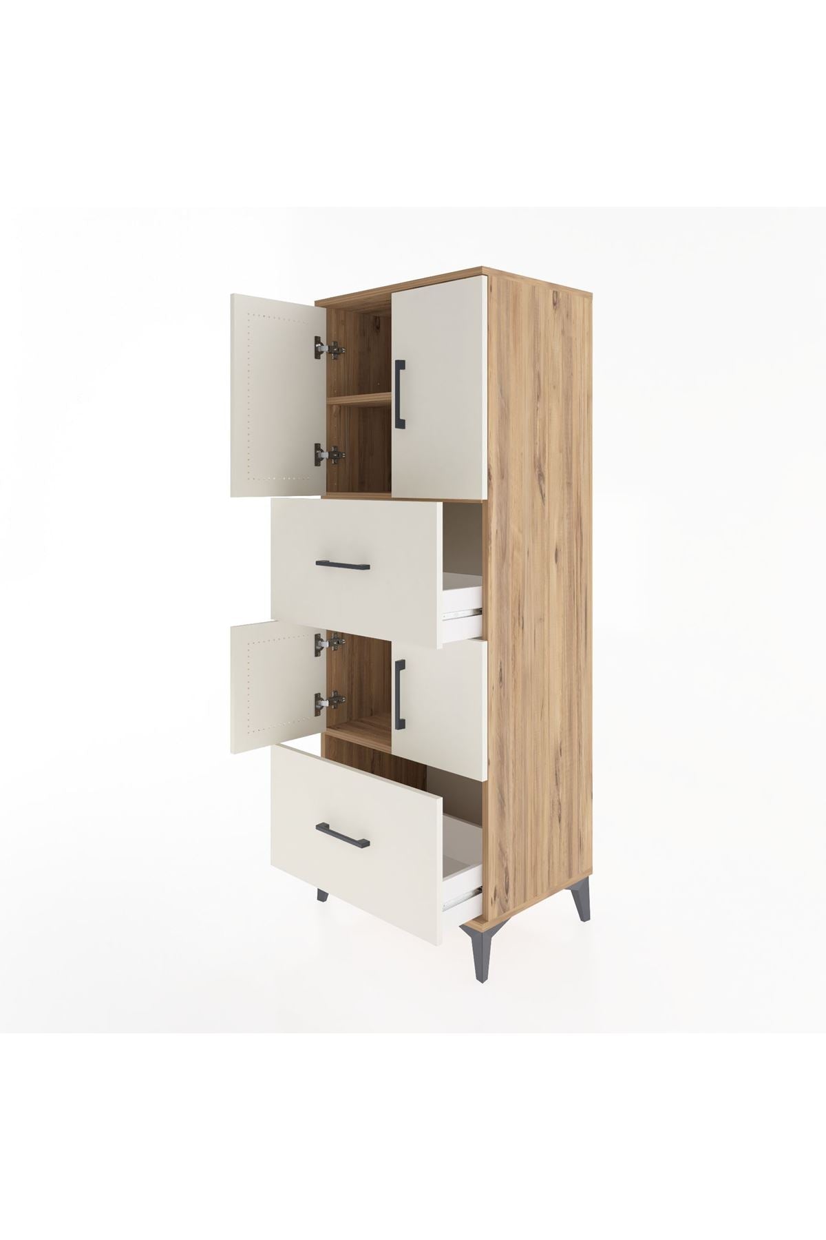 Hyperion Dolap 3 Raflı 2 Çekmeceli 4 Kapaklı 60x44x163 - S53M067V7B