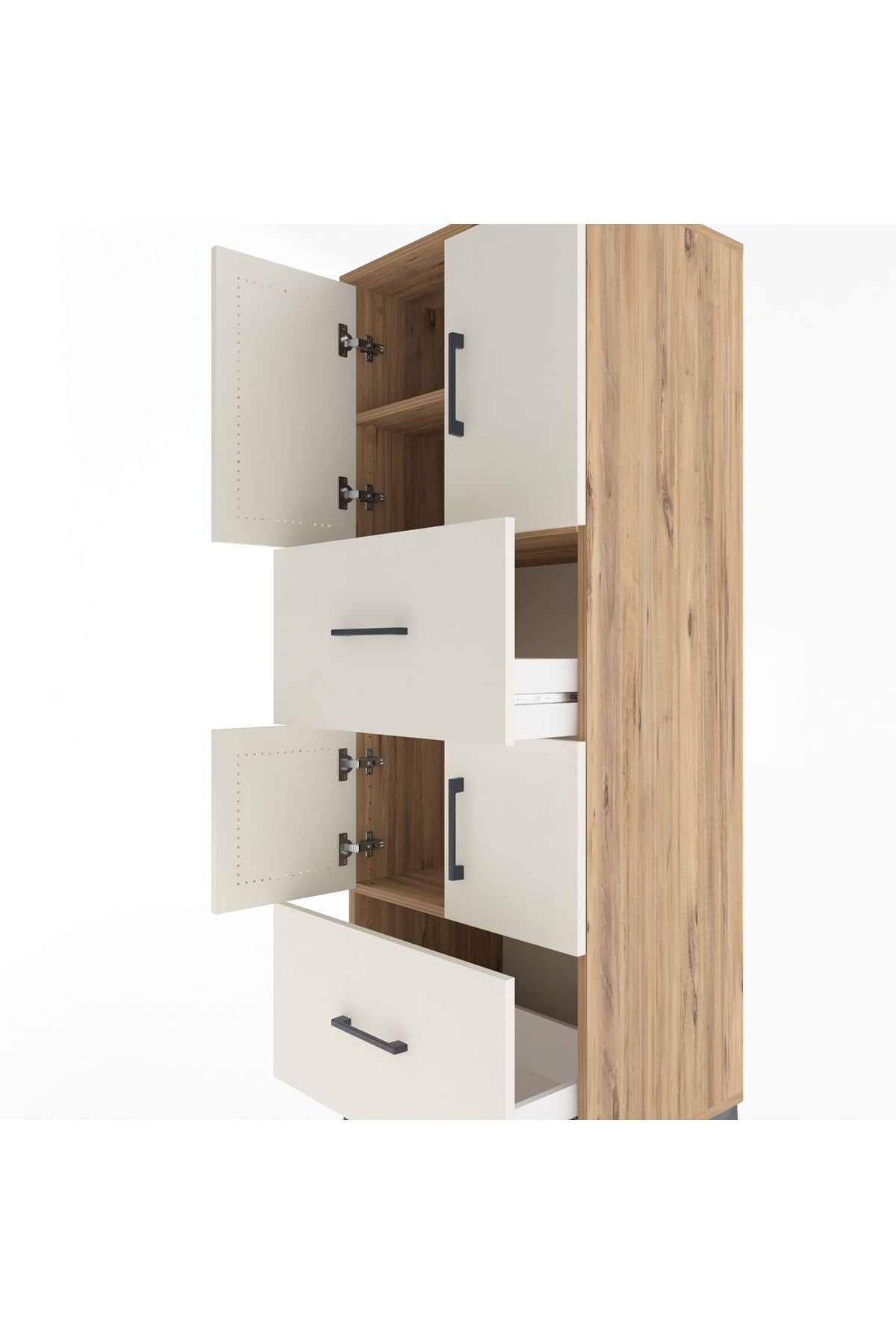 Hyperion Dolap 3 Raflı 2 Çekmeceli 4 Kapaklı 60x44x163 - S53M067V7B