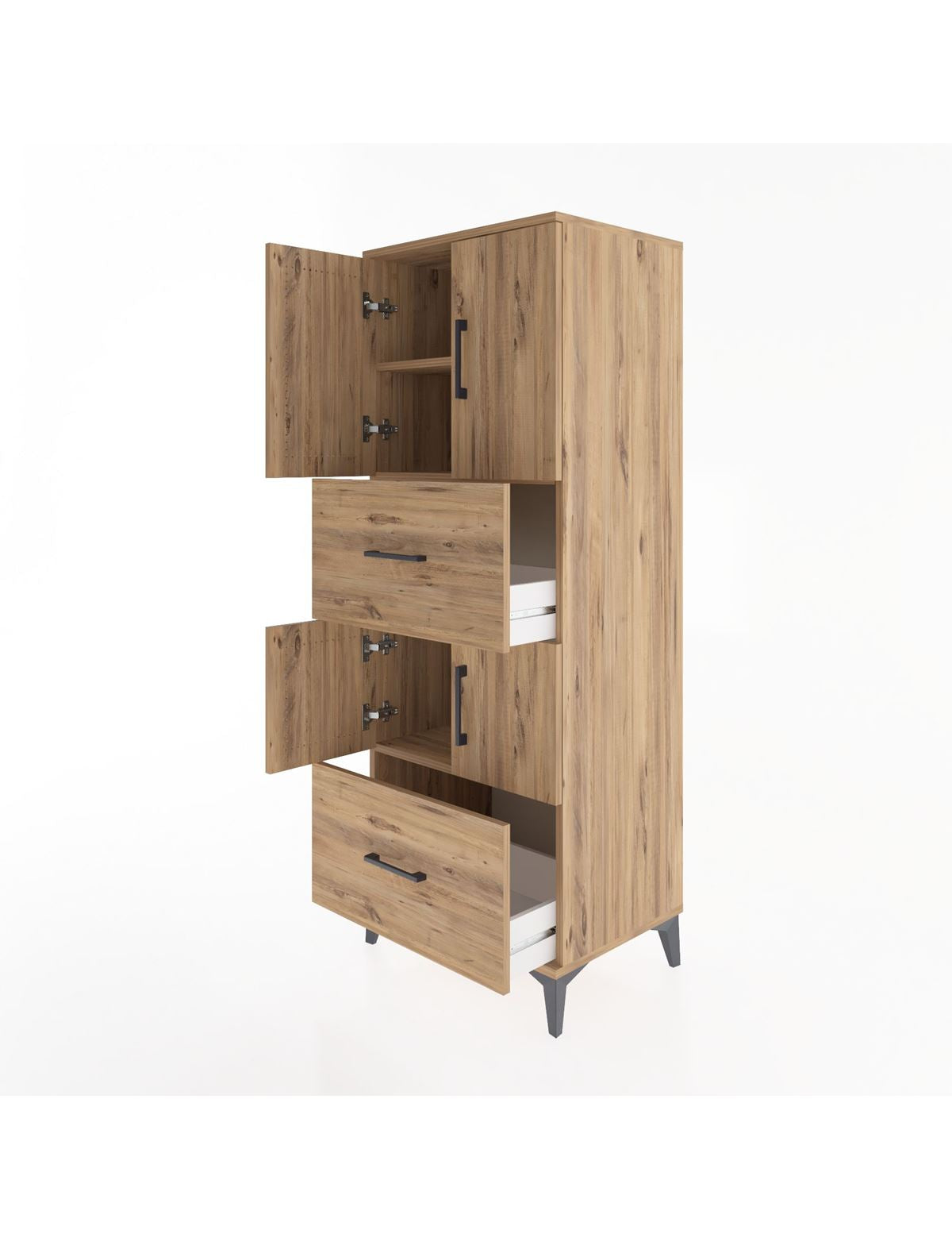 Hyperion Dolap 3 Raflı 2 Çekmeceli 4 Kapaklı 60x44x163 - S53M067V9B