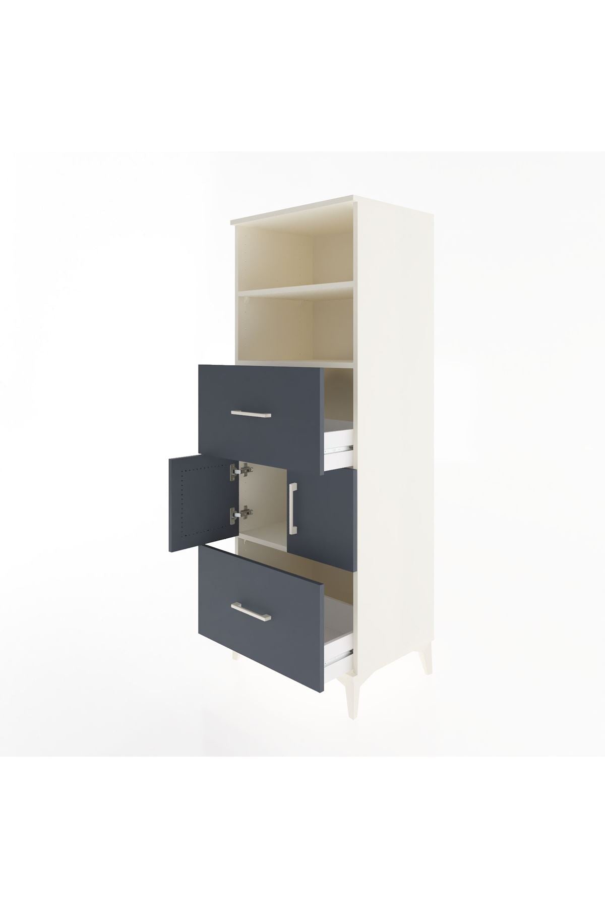 Hyperion Dolap 3 Raflı 2 Çekmeceli 2 Kapaklı 60x44x163 - S53M068V2B