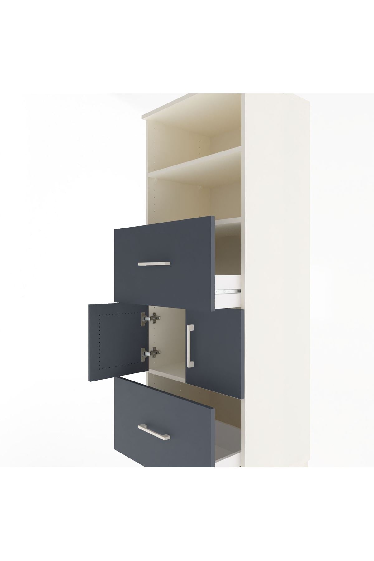 Hyperion Dolap 3 Raflı 2 Çekmeceli 2 Kapaklı 60x44x163 - S53M068V2B