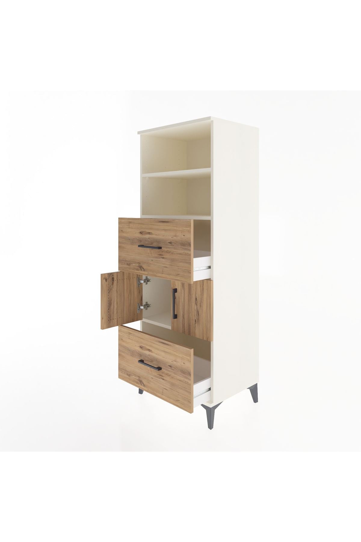 Hyperion Dolap 3 Raflı 2 Çekmeceli 2 Kapaklı 60x44x163 - S53M068V3B