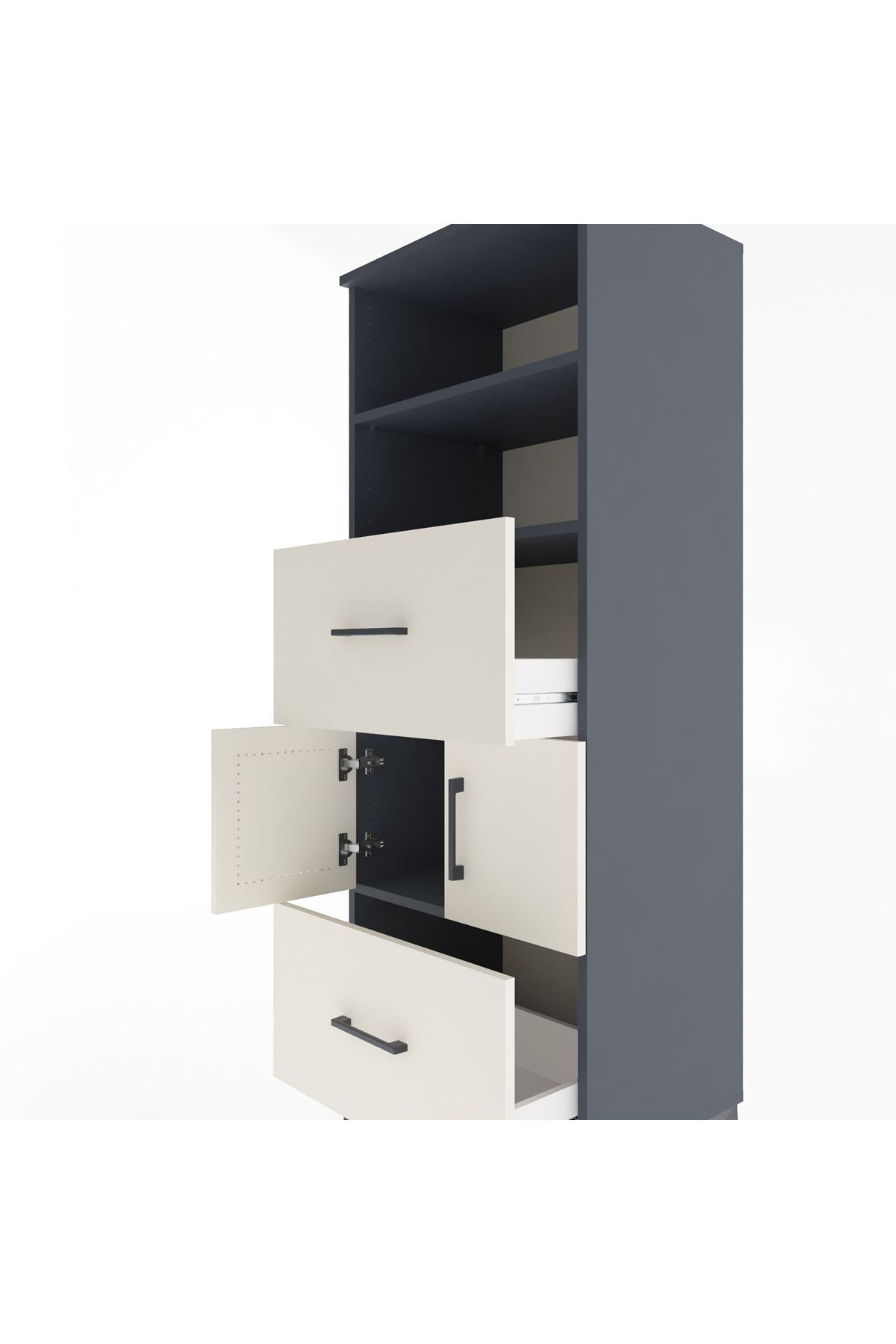 Hyperion Dolap 3 Raflı 2 Çekmeceli 2 Kapaklı 60x44x163 - S53M068V4B