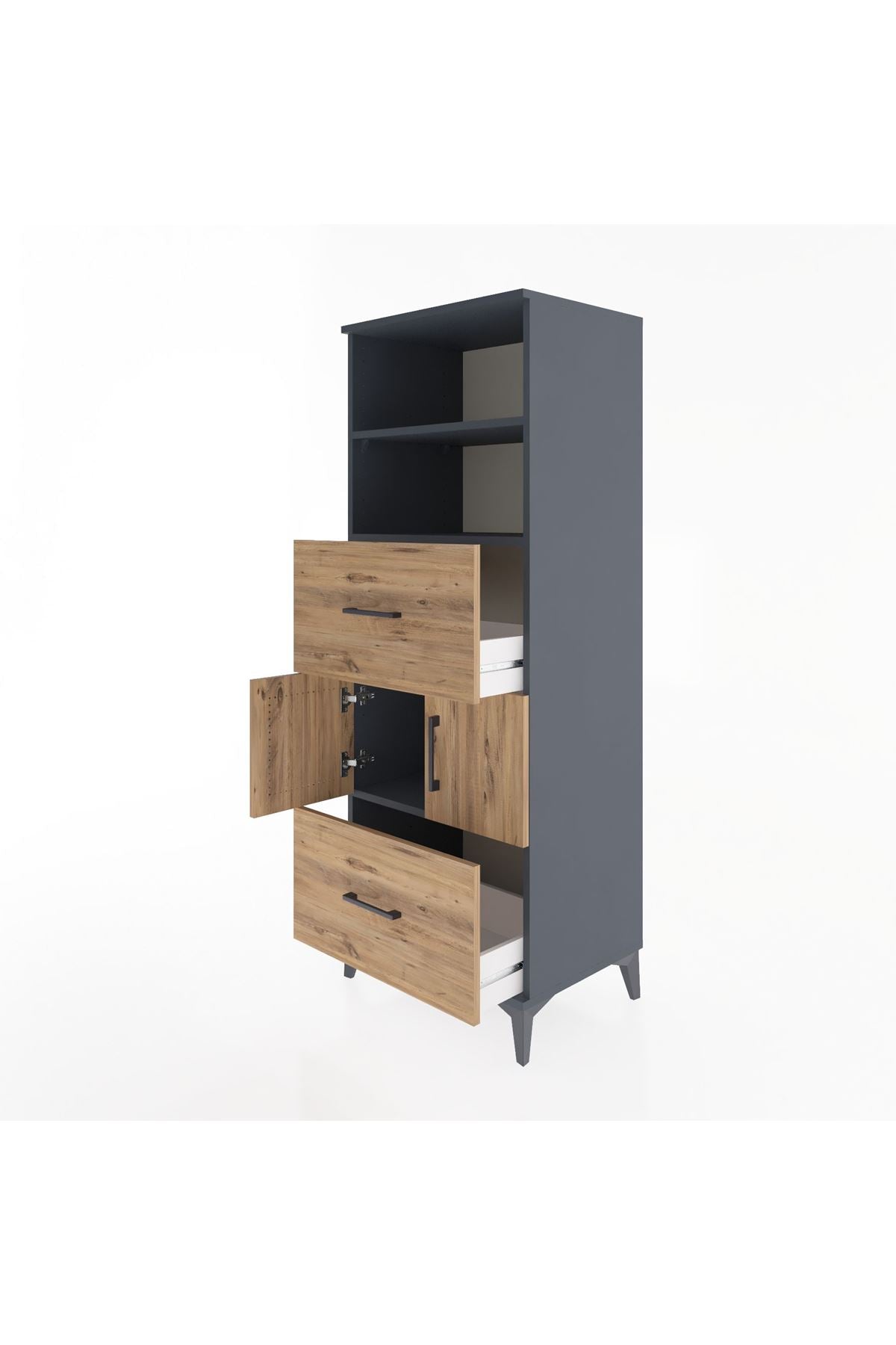 Hyperion Dolap 3 Raflı 2 Çekmeceli 2 Kapaklı 60x44x163 - S53M068V6B