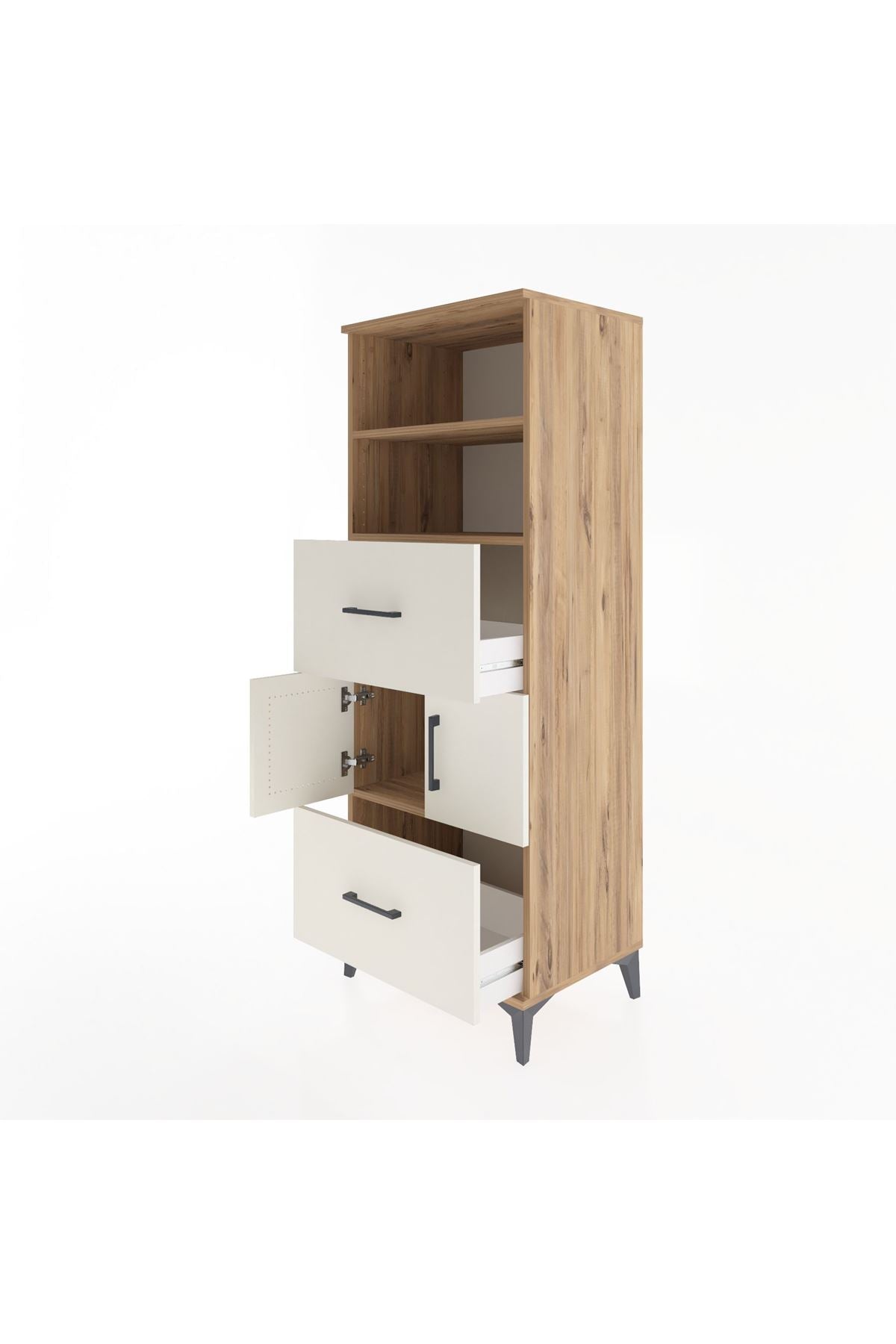 Hyperion Dolap 3 Raflı 2 Çekmeceli 2 Kapaklı 60x44x163 - S53M068V7B