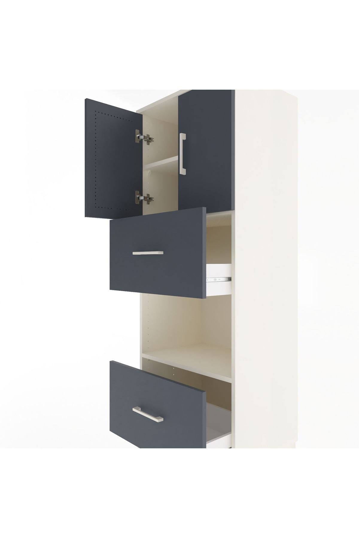 Hyperion Dolap 3 Raflı 2 Çekmeceli 2 Kapaklı 60x44x163 - S53M069V2B