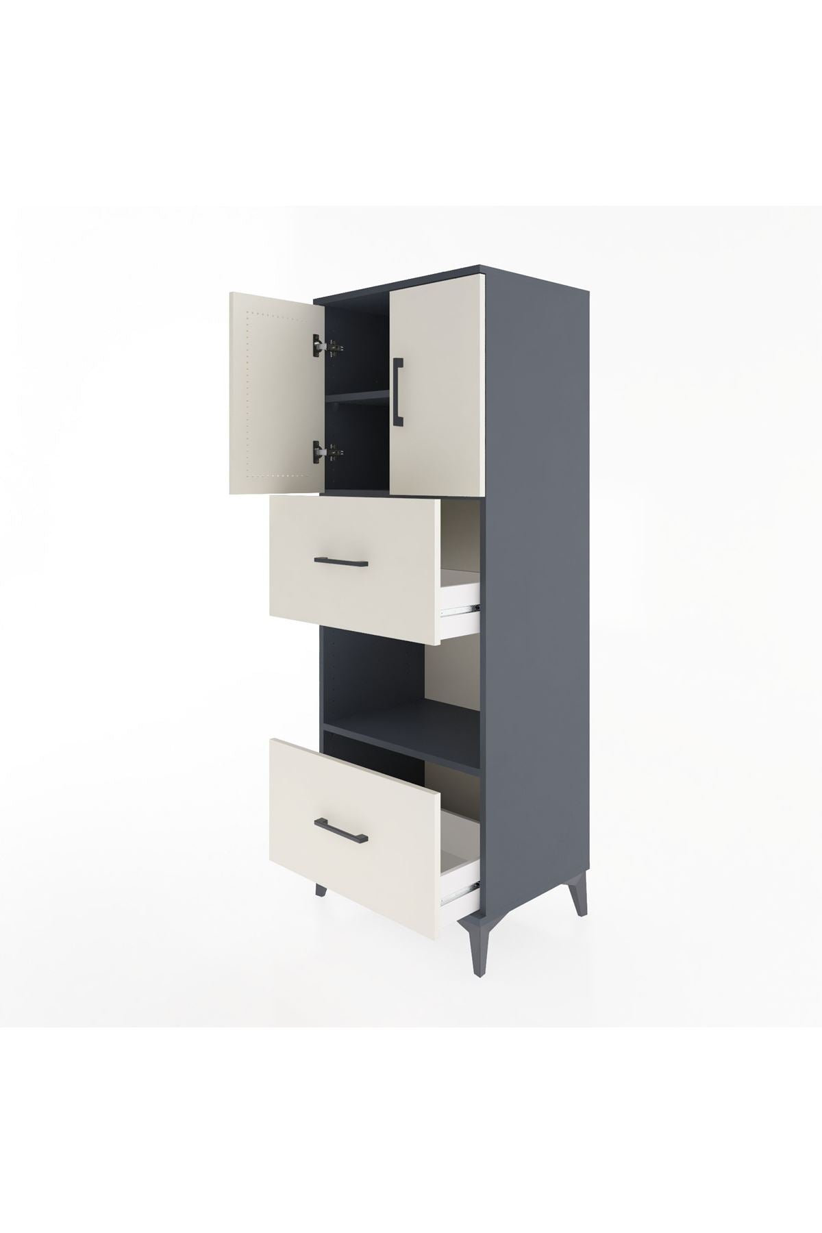 Hyperion Dolap 3 Raflı 2 Çekmeceli 2 Kapaklı 60x44x163 - S53M069V4B