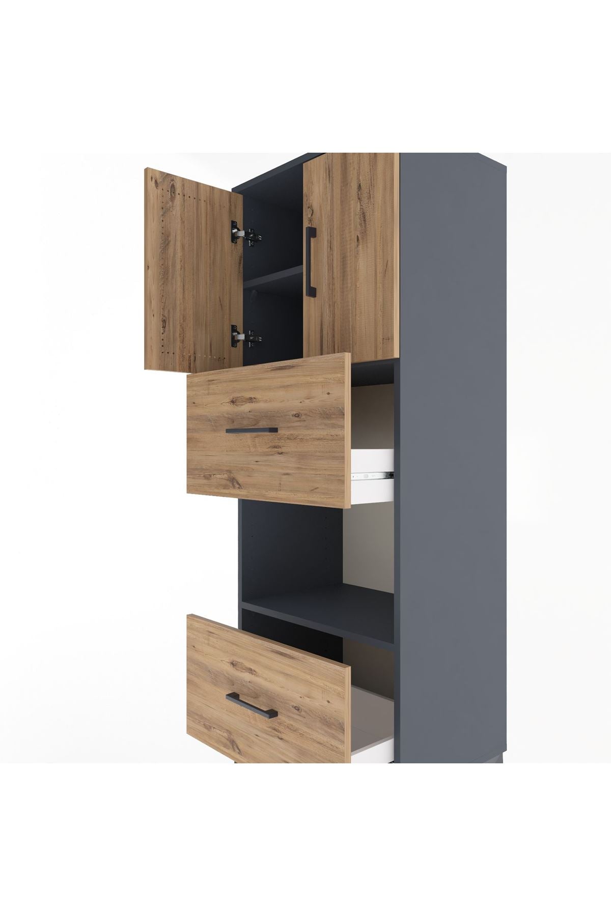 Hyperion Dolap 3 Raflı 2 Çekmeceli 2 Kapaklı 60x44x163 - S53M069V6B