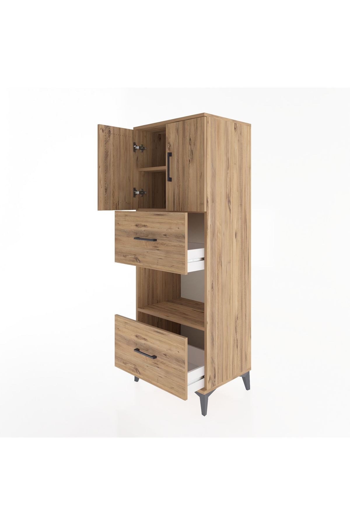 Hyperion Dolap 3 Raflı 2 Çekmeceli 2 Kapaklı 60x44x163 - S53M069V9B