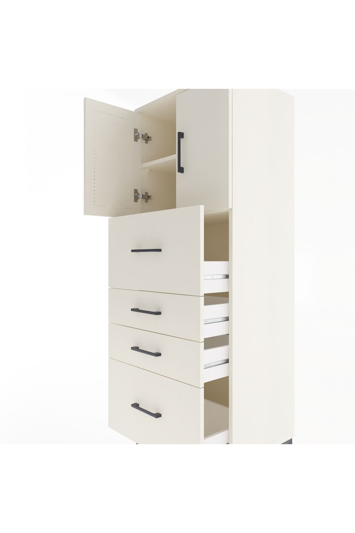 Hyperion Dolap 2 Raflı 4 Çekmeceli 2 Kapaklı 60x44x163 - S53M071V1B