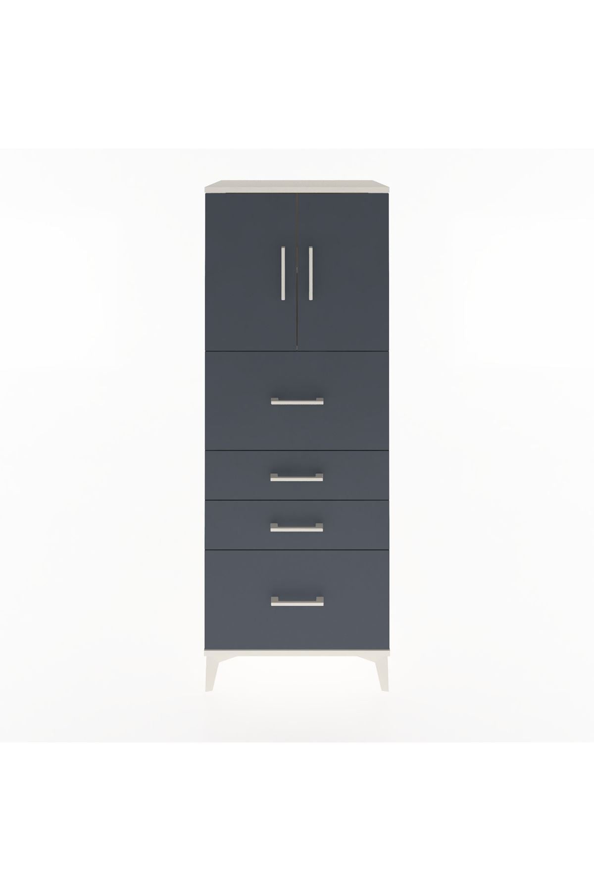 Hyperion Dolap 2 Raflı 4 Çekmeceli 2 Kapaklı 60x44x163 - S53M071V2B
