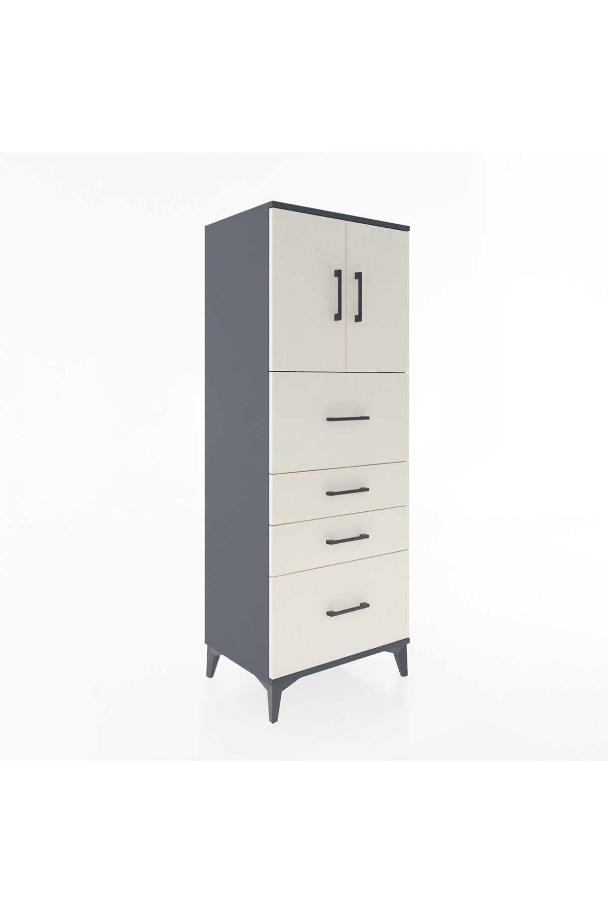 Hyperion Dolap 2 Raflı 4 Çekmeceli 2 Kapaklı 60x44x163 - S53M071V4B