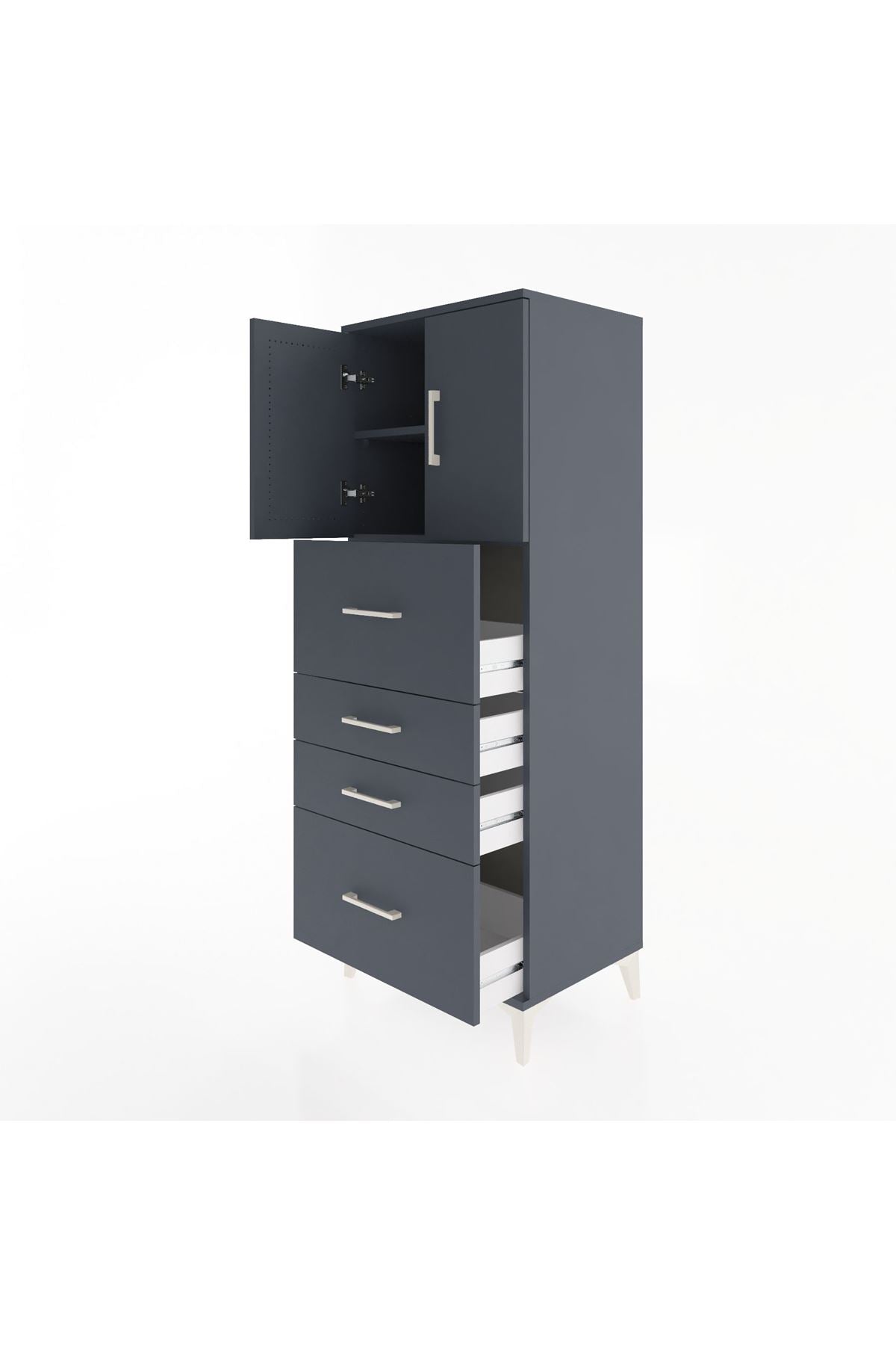 Hyperion Dolap 2 Raflı 4 Çekmeceli 2 Kapaklı 60x44x163 - S53M071V5B