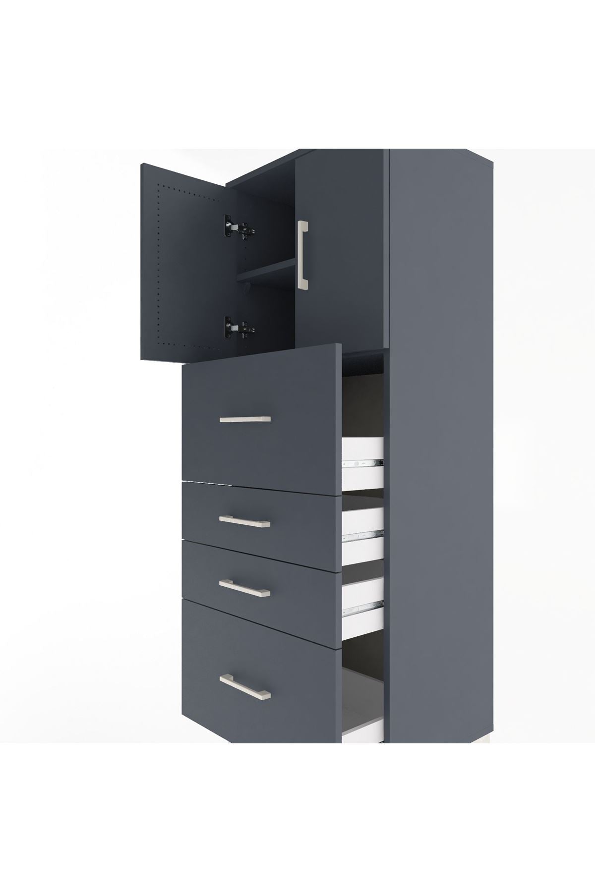 Hyperion Dolap 2 Raflı 4 Çekmeceli 2 Kapaklı 60x44x163 - S53M071V5B
