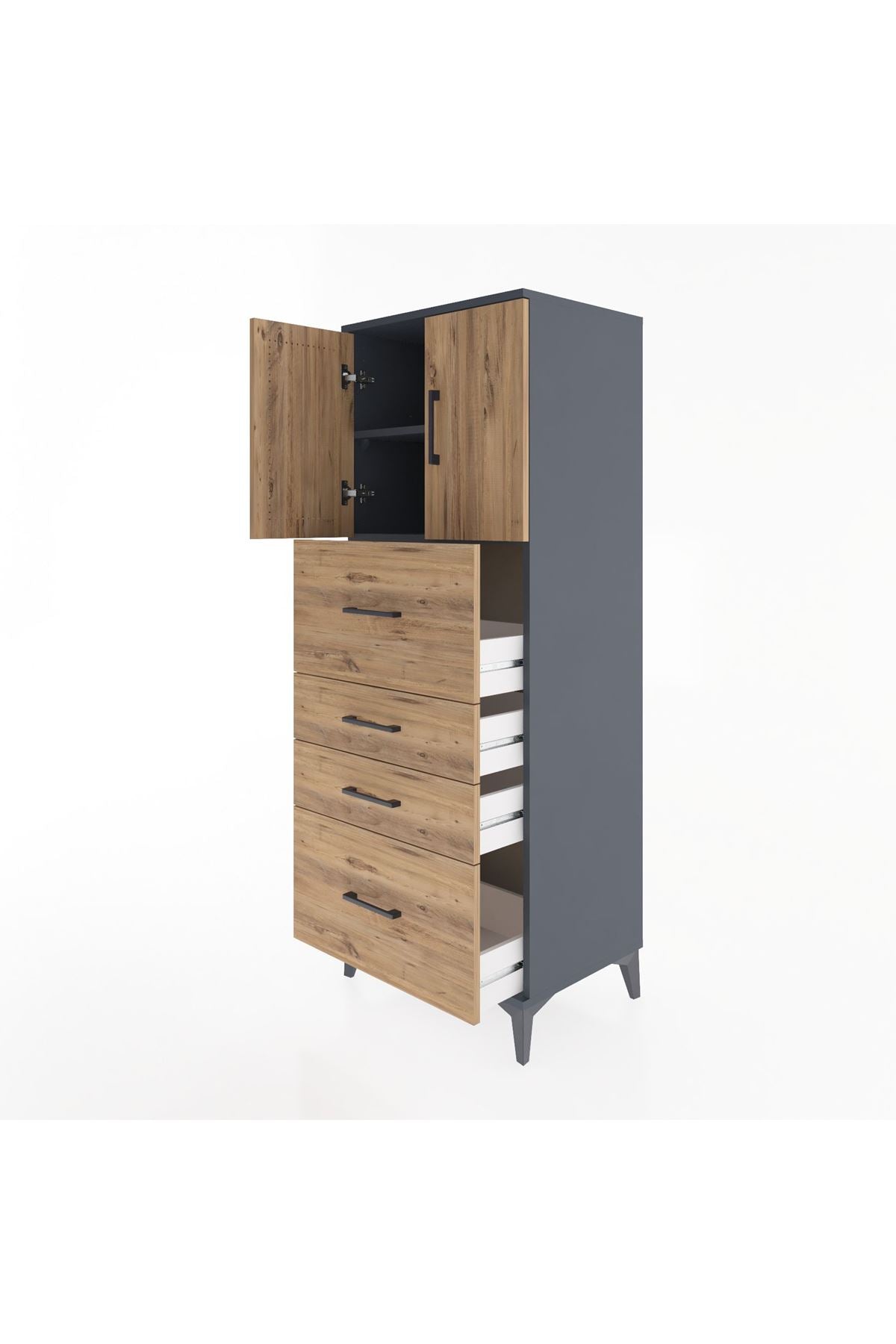 Hyperion Dolap 2 Raflı 4 Çekmeceli 2 Kapaklı 60x44x163 - S53M071V6B