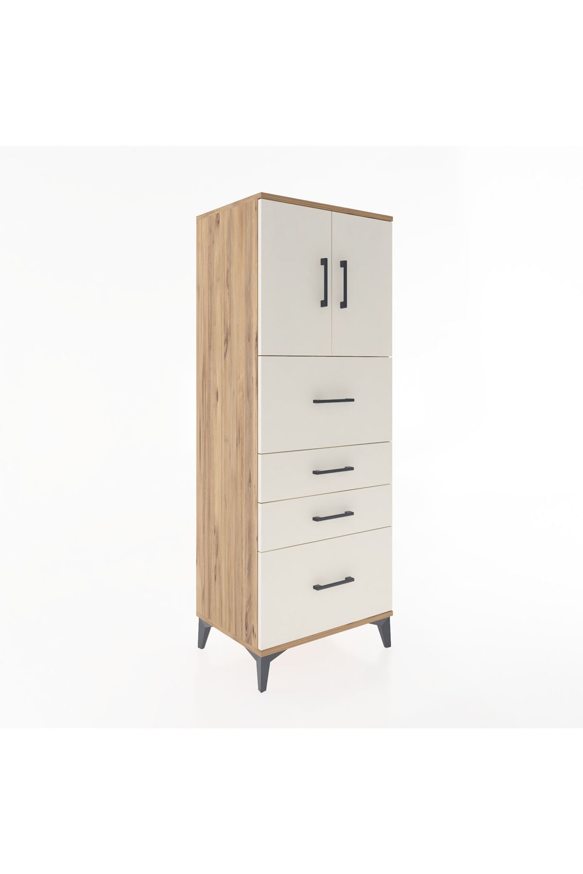 Hyperion Dolap 2 Raflı 4 Çekmeceli 2 Kapaklı 60x44x163 - S53M071V7B