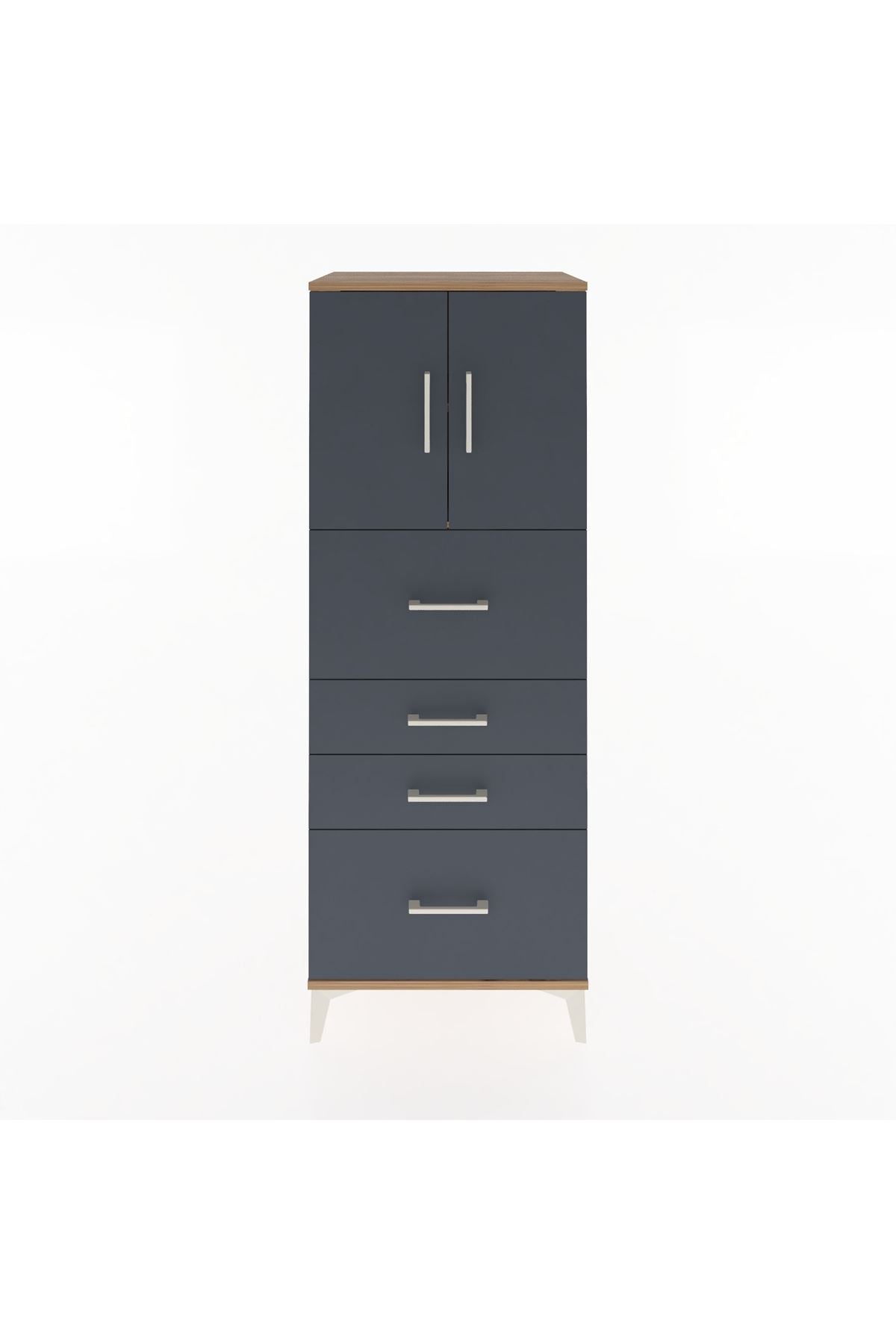 Hyperion Dolap 2 Raflı 4 Çekmeceli 2 Kapaklı 60x44x163 - S53M071V8B