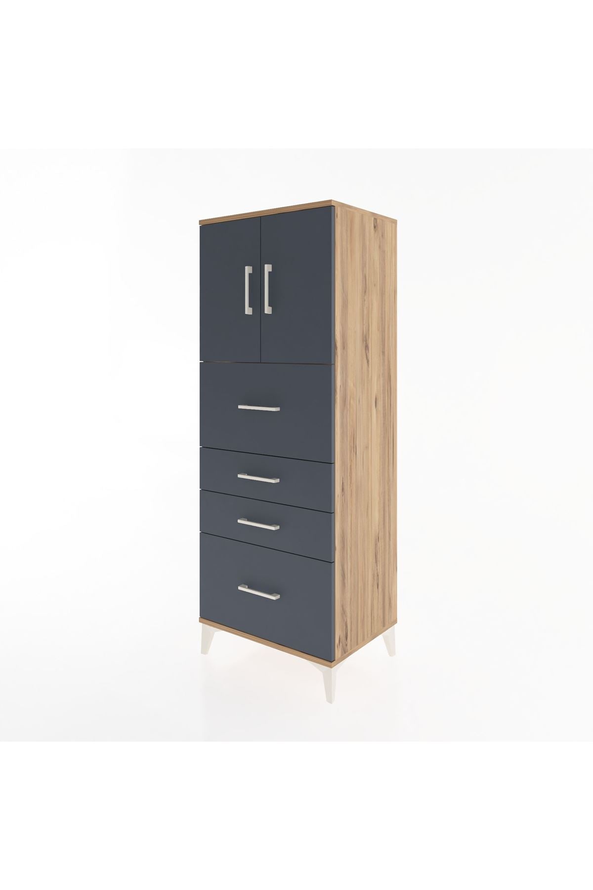Hyperion Dolap 2 Raflı 4 Çekmeceli 2 Kapaklı 60x44x163 - S53M071V8B