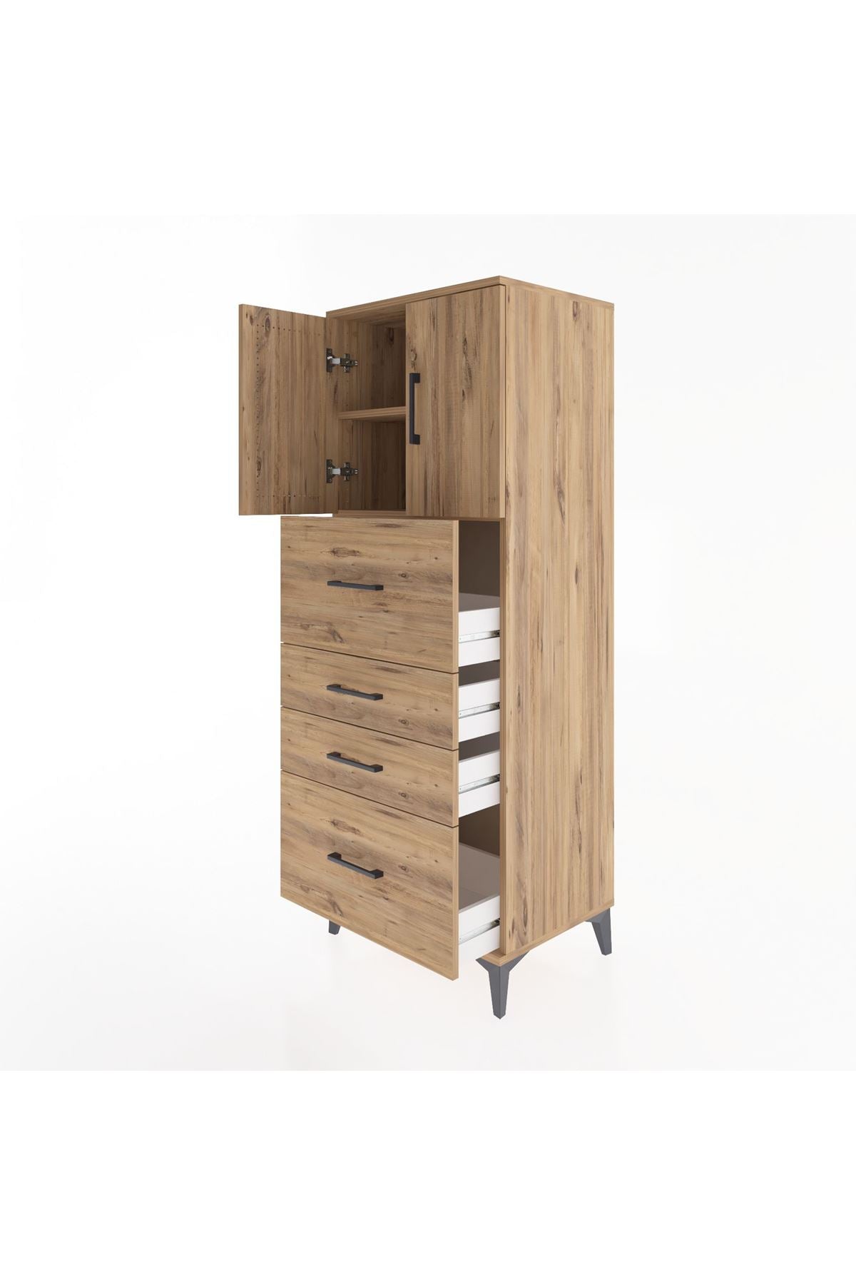 Hyperion Dolap 2 Raflı 4 Çekmeceli 2 Kapaklı 60x44x163 - S53M071V9B
