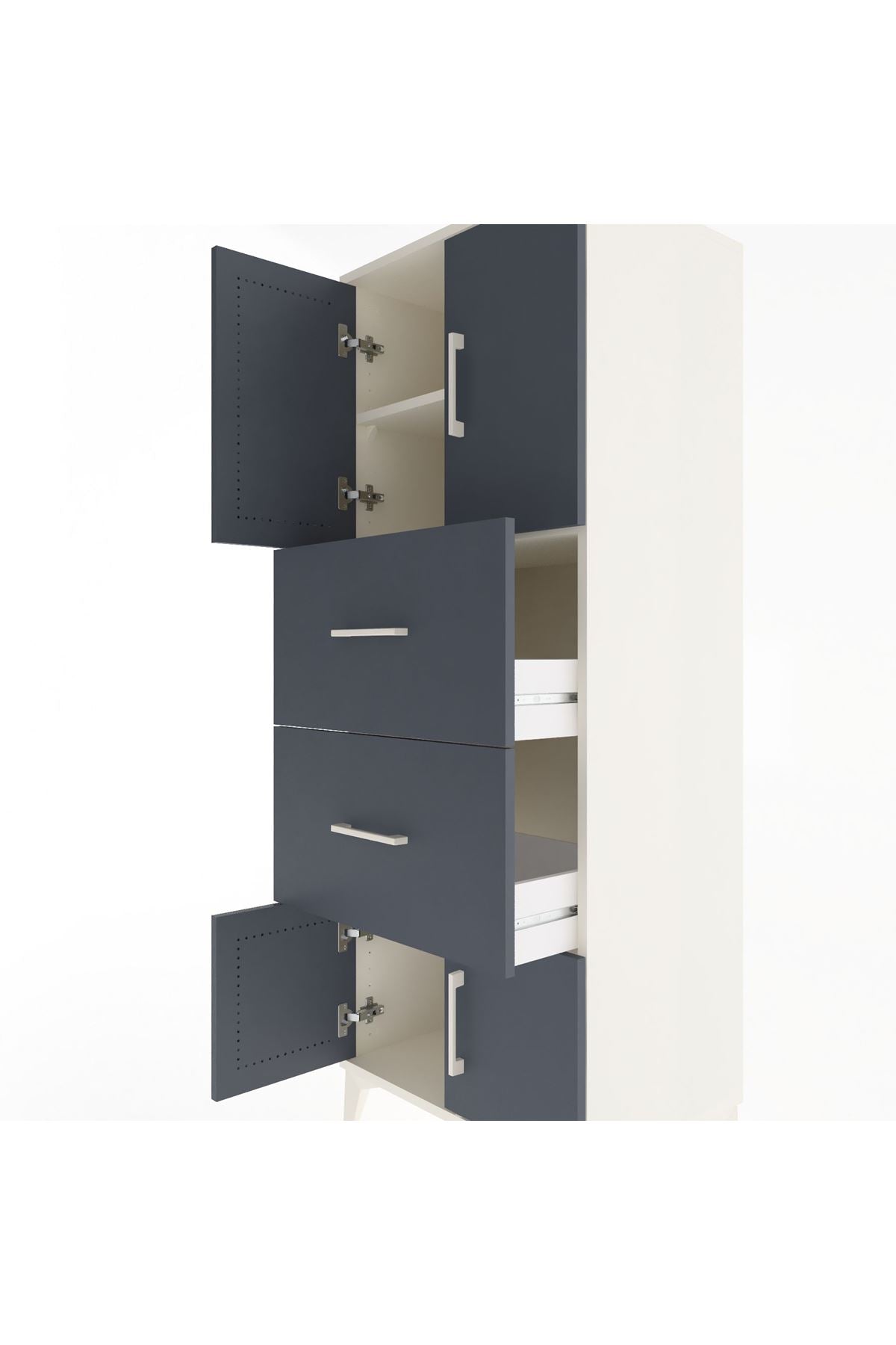 Hyperion Dolap 2 Raflı 2 Çekmeceli 4 Kapaklı 60x44x163 - S53M073V2B