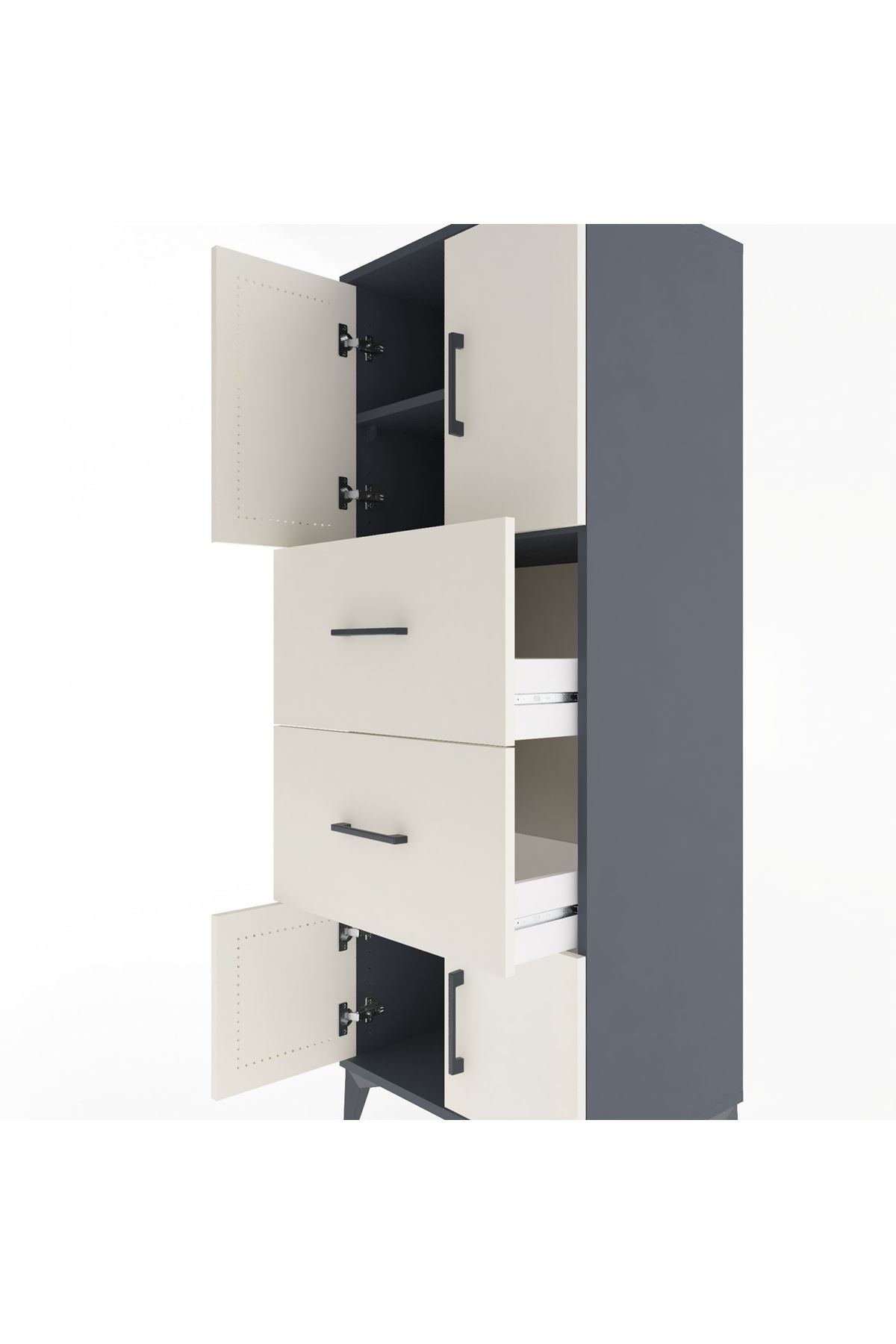 Hyperion Dolap 2 Raflı 2 Çekmeceli 4 Kapaklı 60x44x163 - S53M073V4B
