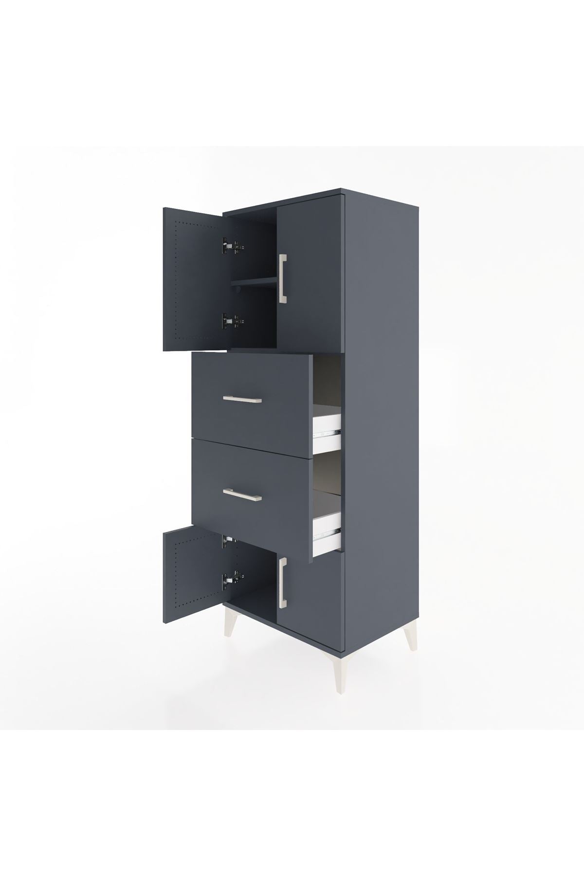Hyperion Dolap 2 Raflı 2 Çekmeceli 4 Kapaklı 60x44x163 - S53M073V5B