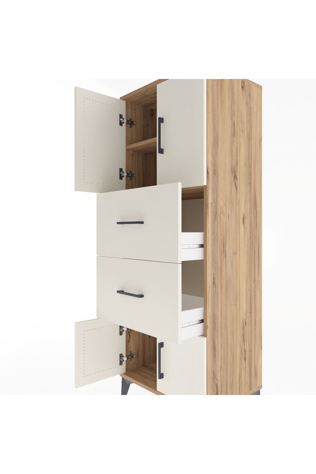 Hyperion Dolap 2 Raflı 2 Çekmeceli 4 Kapaklı 60x44x163 - S53M073V7B