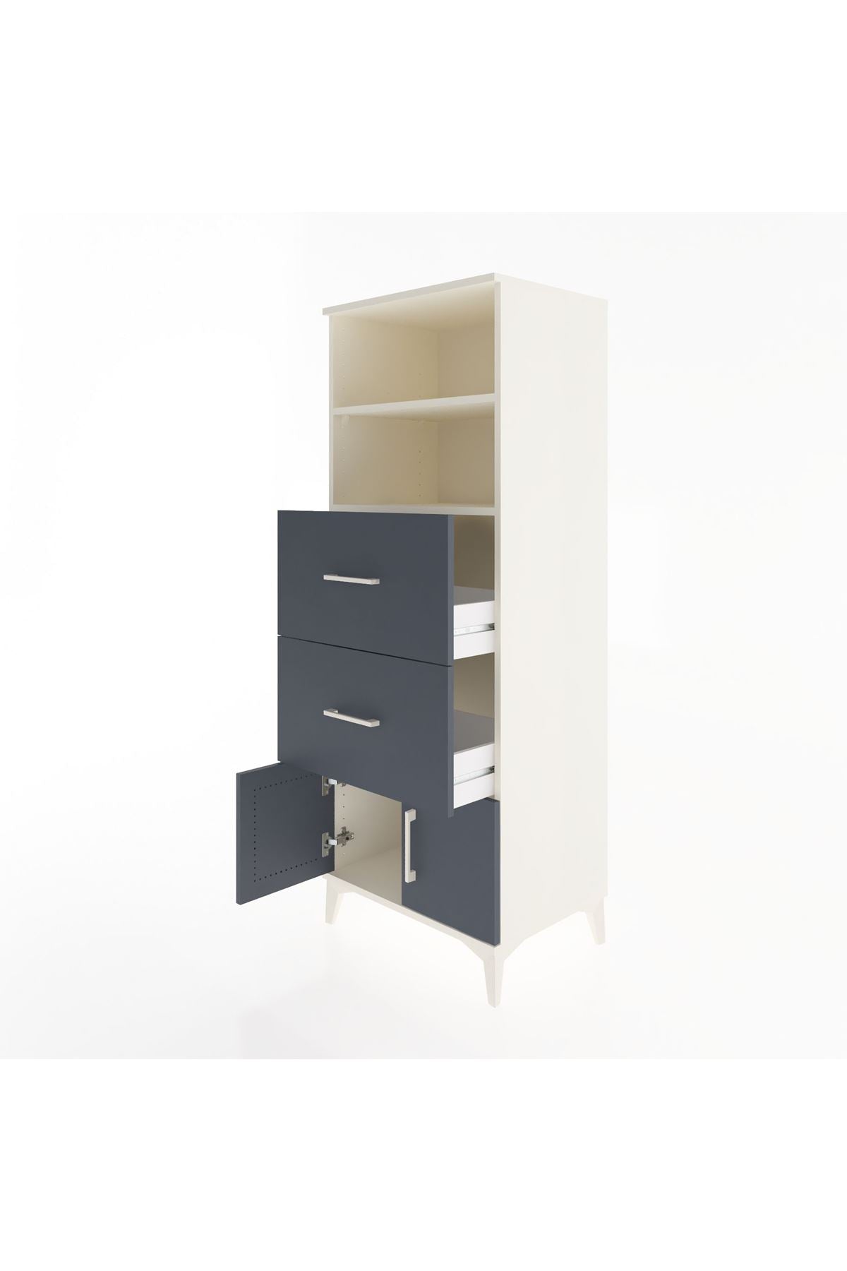 Hyperion Dolap 2 Raflı 2 Çekmeceli 2 Kapaklı 60x44x163 - S53M074V2B