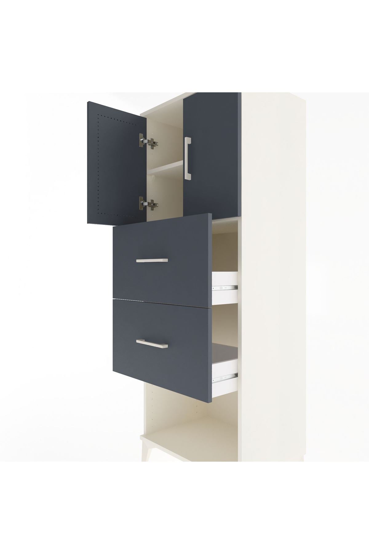 Hyperion Dolap 2 Raflı 2 Çekmeceli 2 Kapaklı 60x44x163 - S53M075V2B