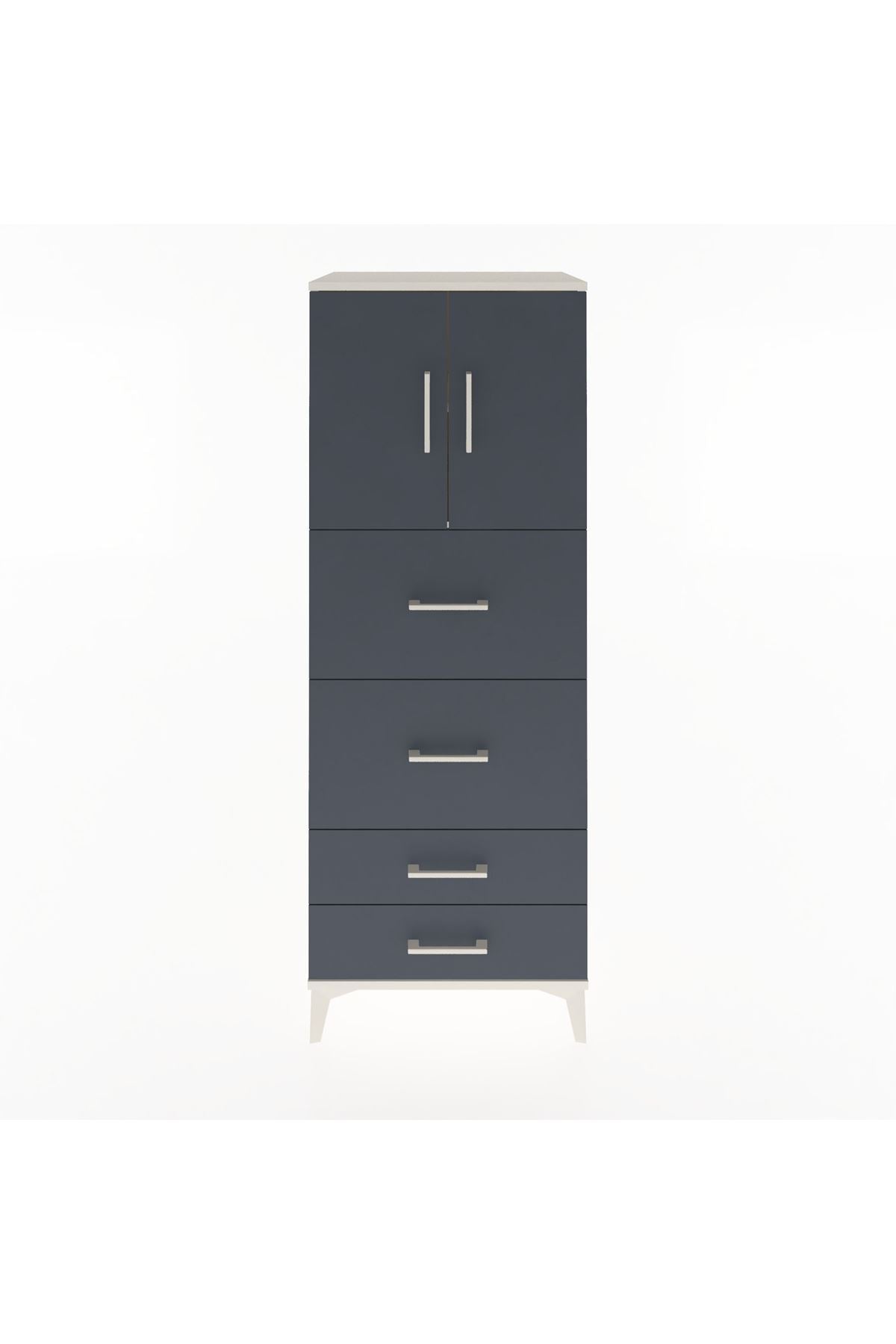Hyperion Dolap 2 Raflı 4 Çekmeceli 2 Kapaklı 60x44x163 - S53M077V2B