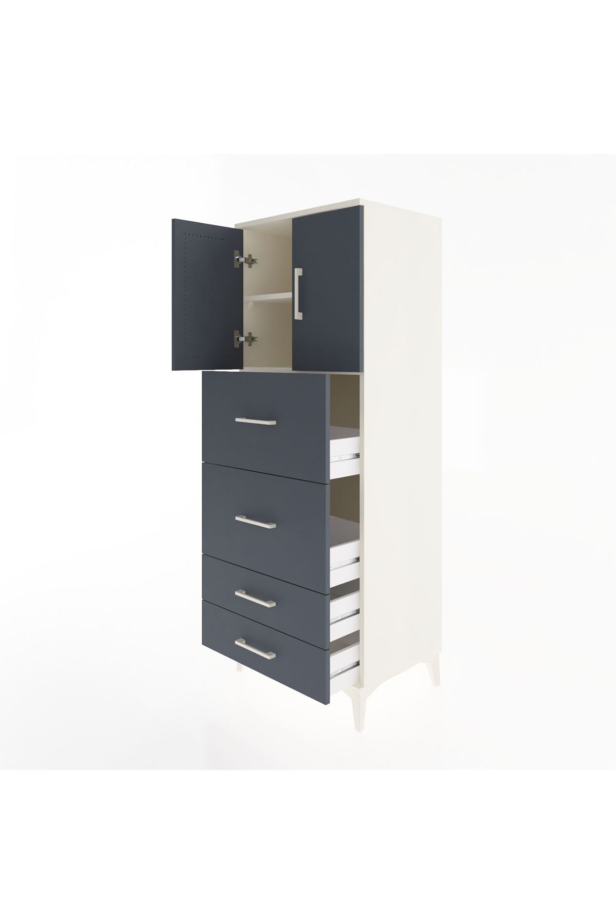 Hyperion Dolap 2 Raflı 4 Çekmeceli 2 Kapaklı 60x44x163 - S53M077V2B