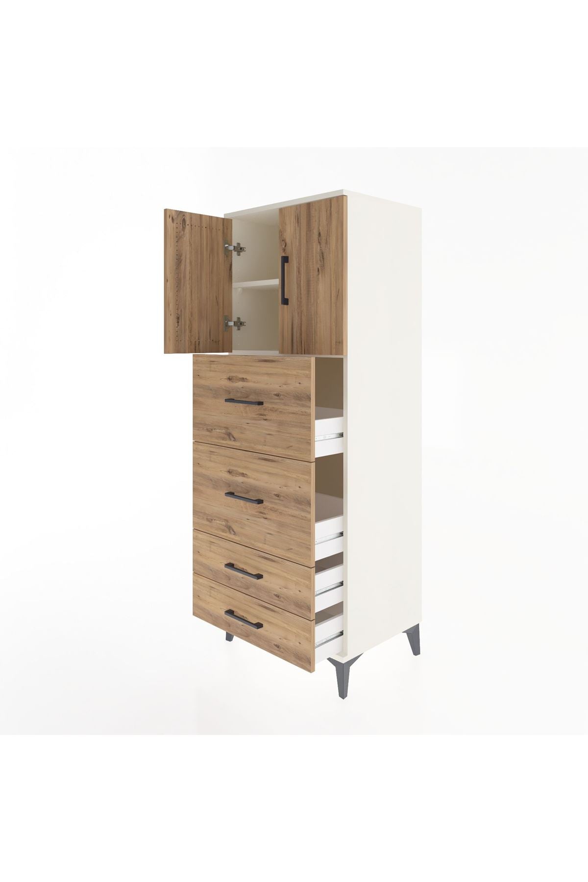 Hyperion Dolap 2 Raflı 4 Çekmeceli 2 Kapaklı 60x44x163 - S53M077V3B