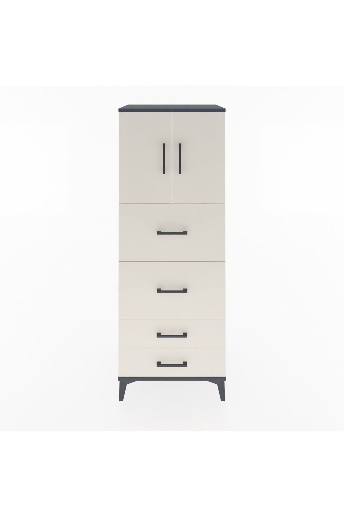 Hyperion Dolap 2 Raflı 4 Çekmeceli 2 Kapaklı 60x44x163 - S53M077V4B